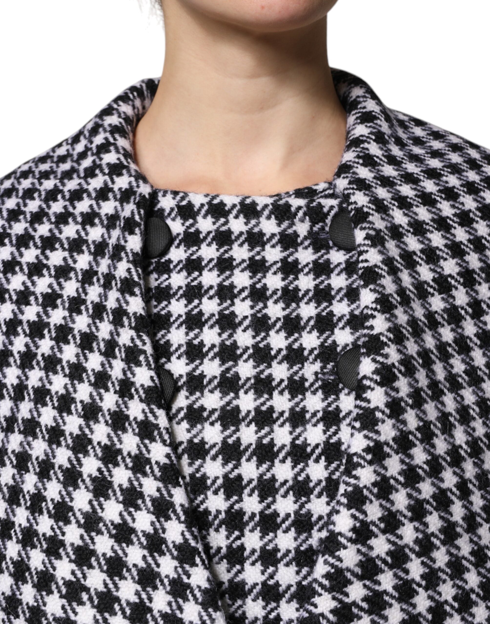 Dolce & Gabbana Black White Monochrome Patterned Floral Cape Jacket - ACCEXO