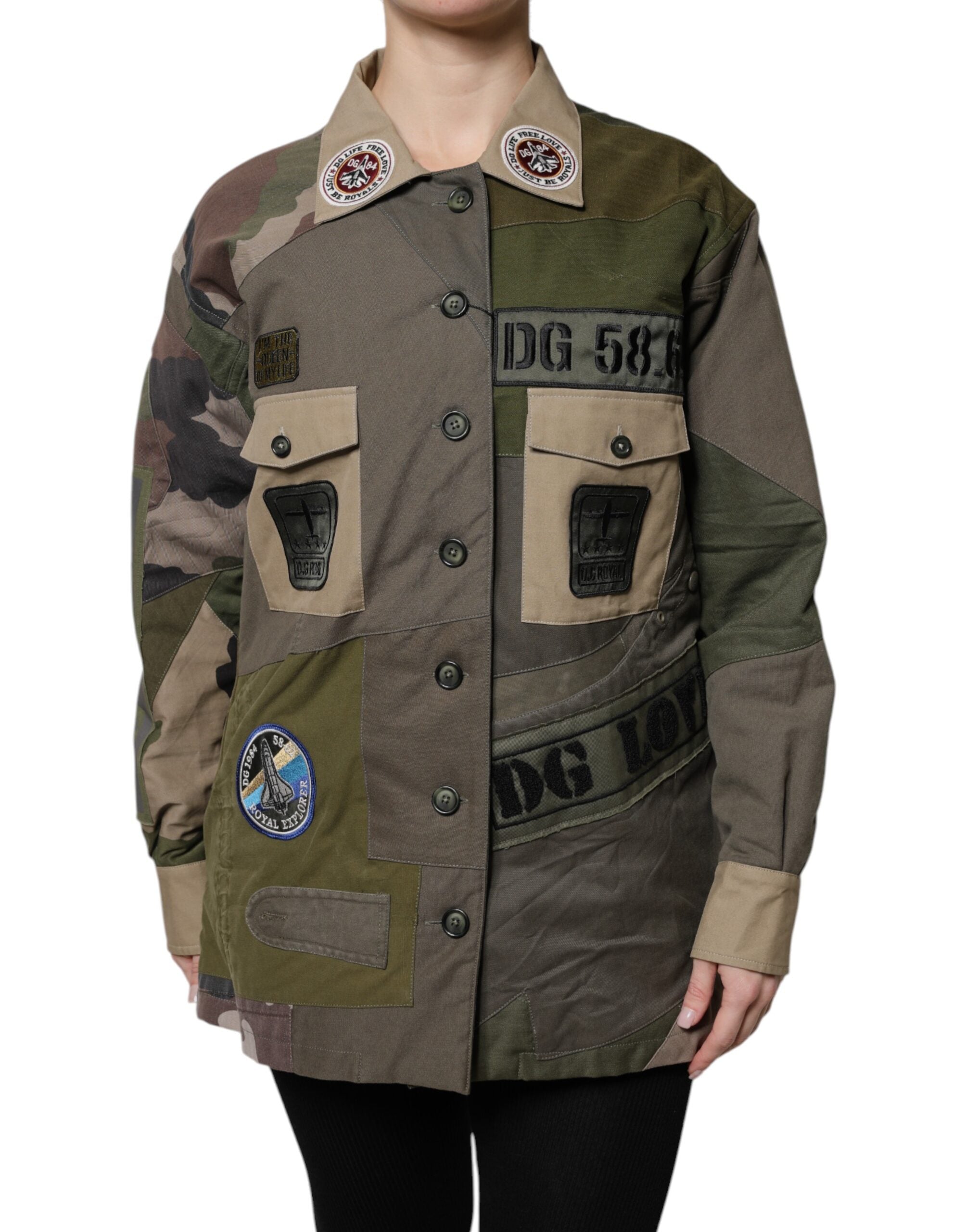Dolce & Gabbana Military Green Cotton Button Down Jacket for Women