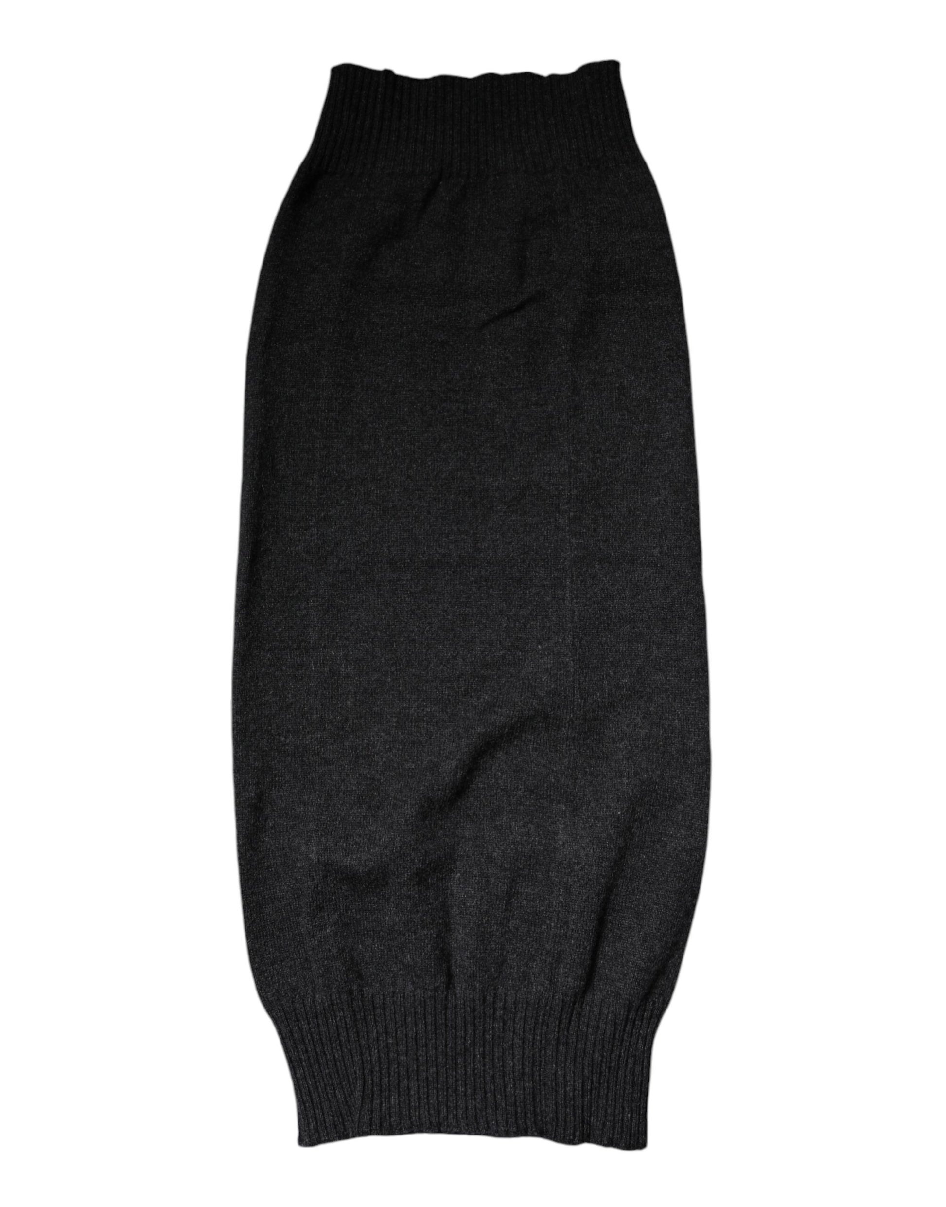 Dolce & Gabbana Black Cashmere Knitted Neck Warmer Foulard Scarf - ACCEXO