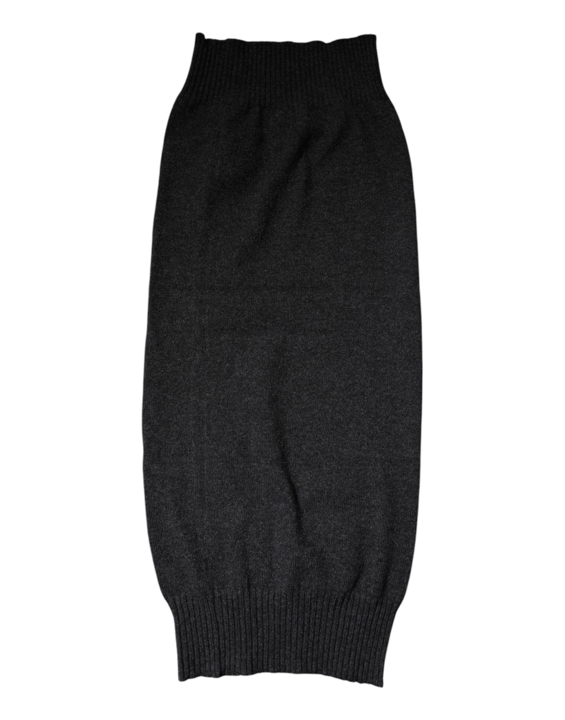 Dolce & Gabbana Black Cashmere Knitted Neck Warmer Foulard Scarf - ACCEXO