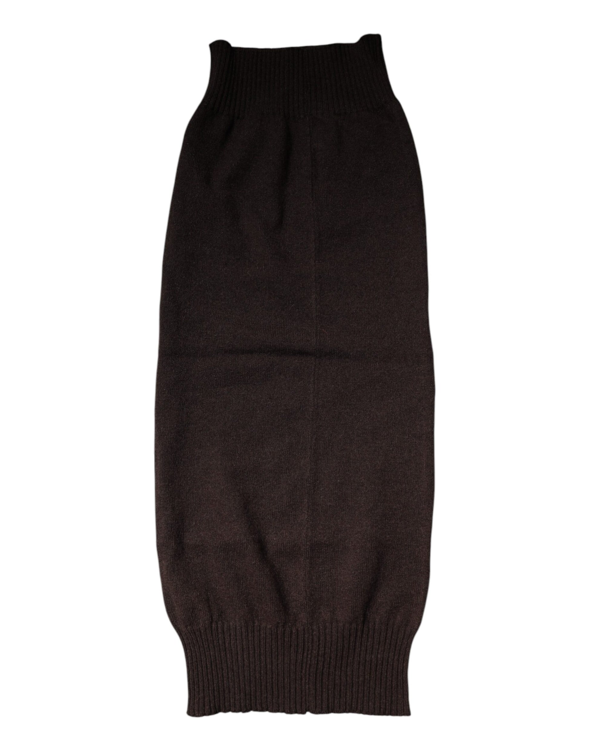 Dolce & Gabbana Brown Cashmere Knitted Neck Warmer Foulard Scarf - ACCEXO