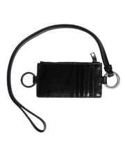 Dolce & Gabbana Black Leather Logo Embossed Lanyard Card Holder Wallet - ACCEXO