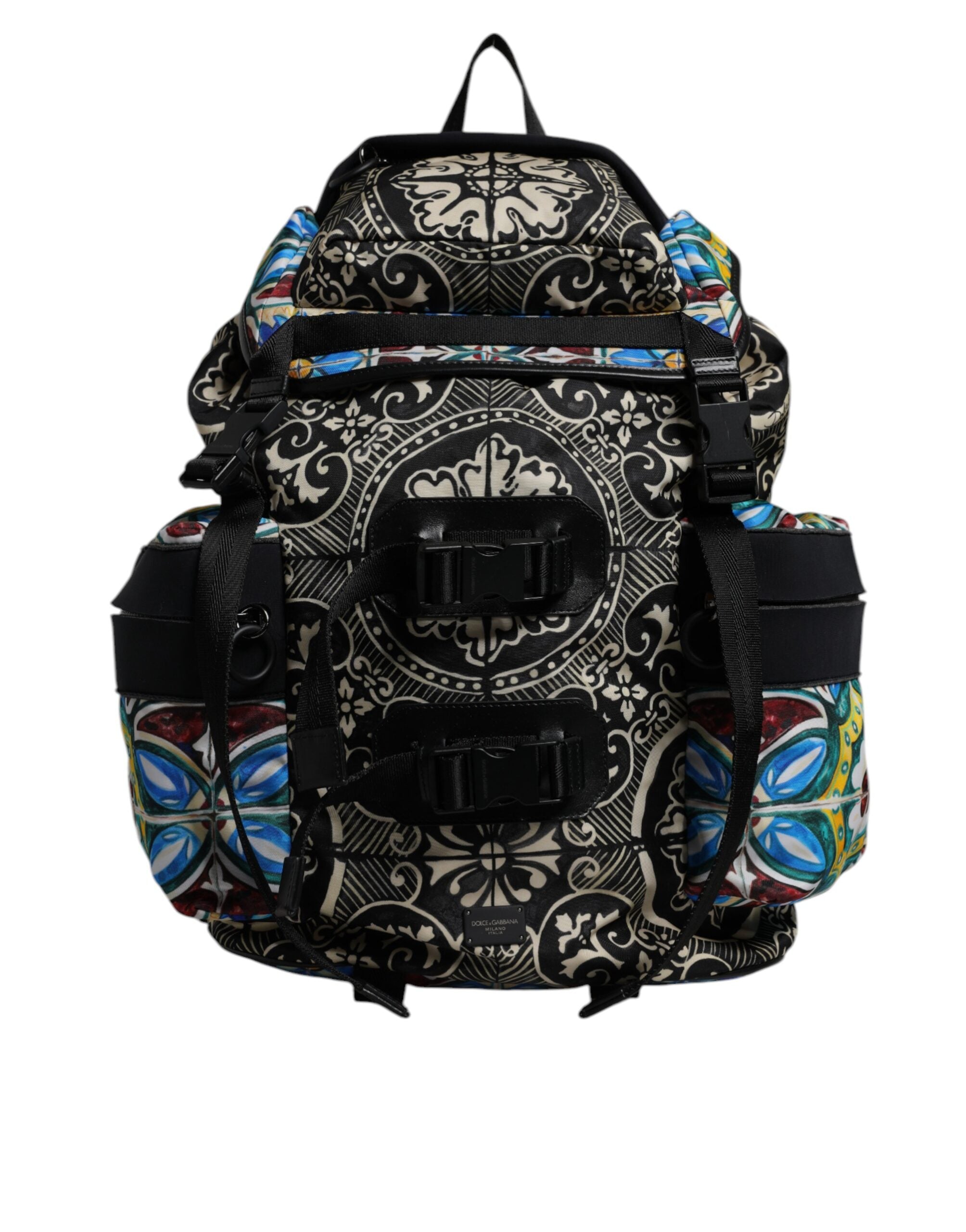 Dolce & Gabbana Multicolor Maiolica Print Nylon Backpack Bag for Men