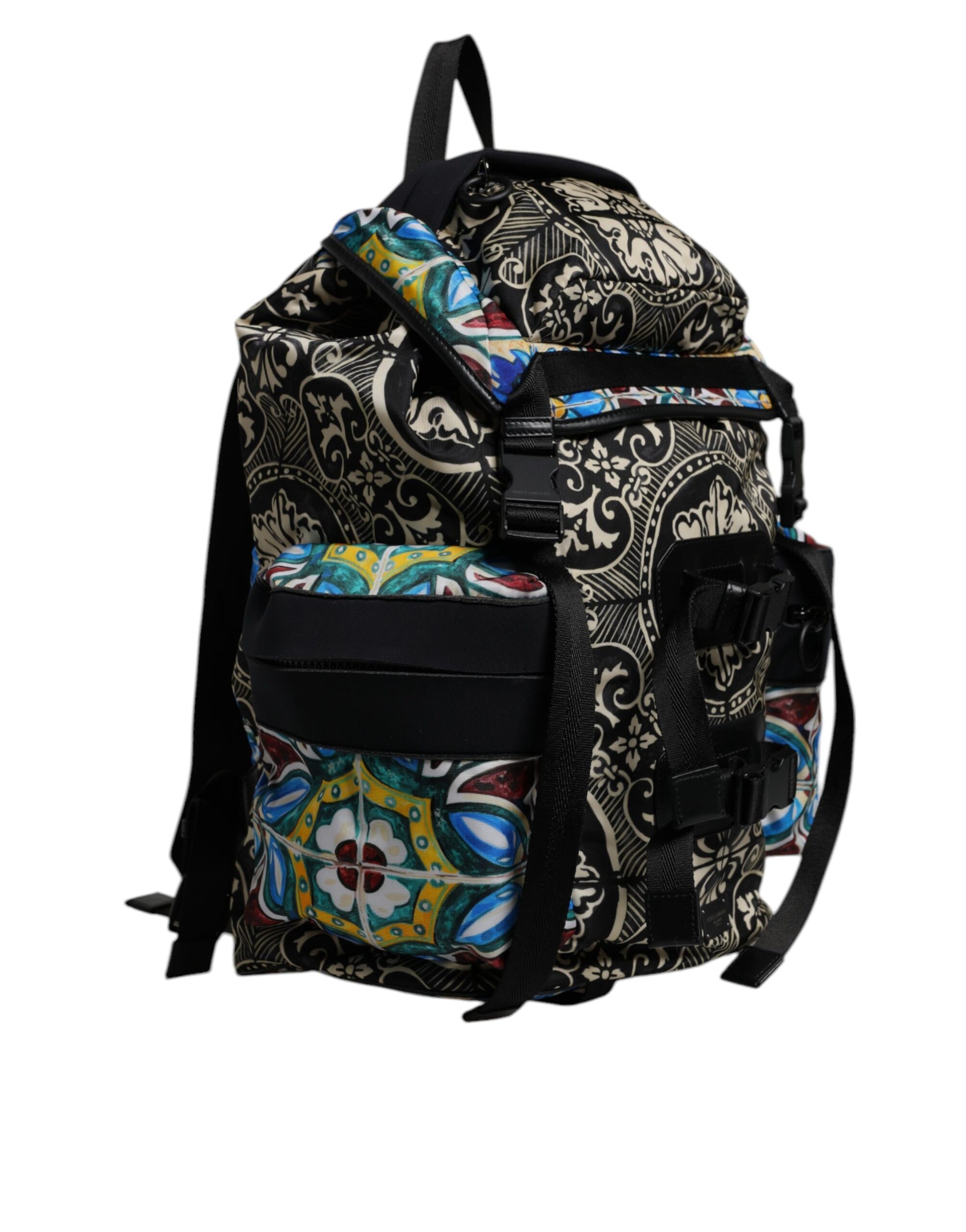 Dolce & Gabbana Multicolor Maiolica Print Nylon Backpack Bag - ACCEXO