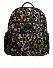 Dolce & Gabbana Multicolor Leopard Print DG Logo Plaque Men Backpack Bag - ACCEXO