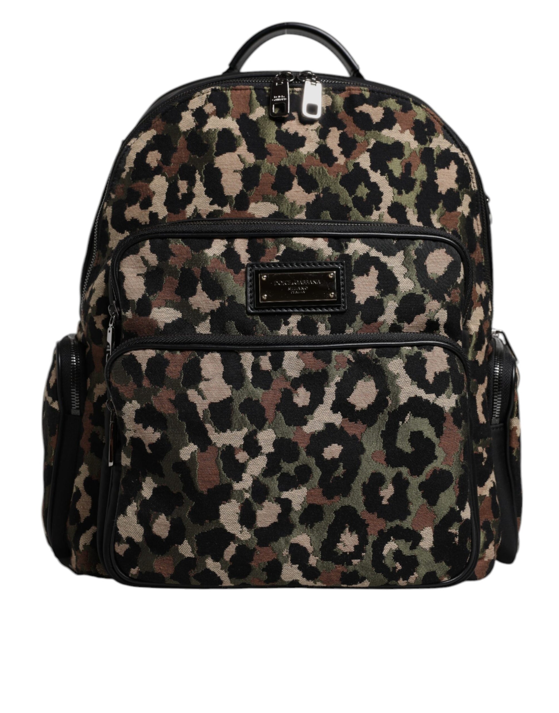 Dolce & Gabbana Multicolor Leopard Print DG Logo Plaque Men Backpack Bag - ACCEXO