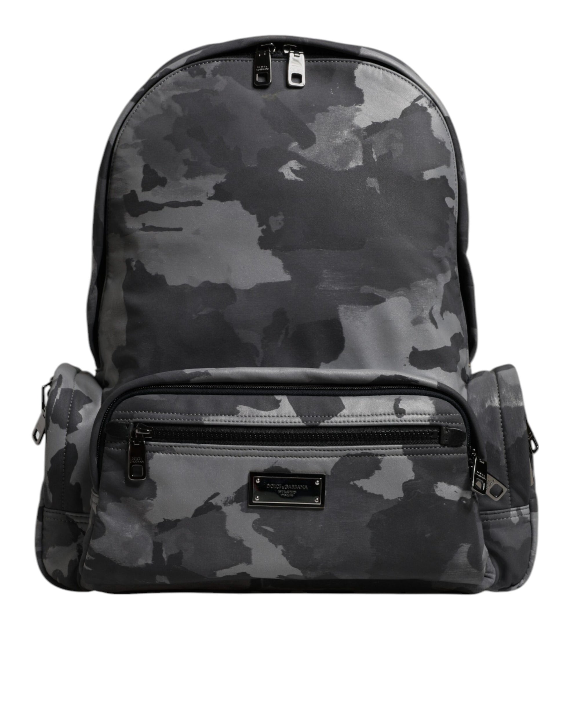 Dolce & Gabbana Gray Cotton Camouflage Logo Plaque Backpack Bag - ACCEXO