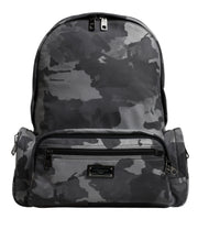 Dolce & Gabbana Gray Cotton Camouflage Logo Plaque Backpack Bag - ACCEXO