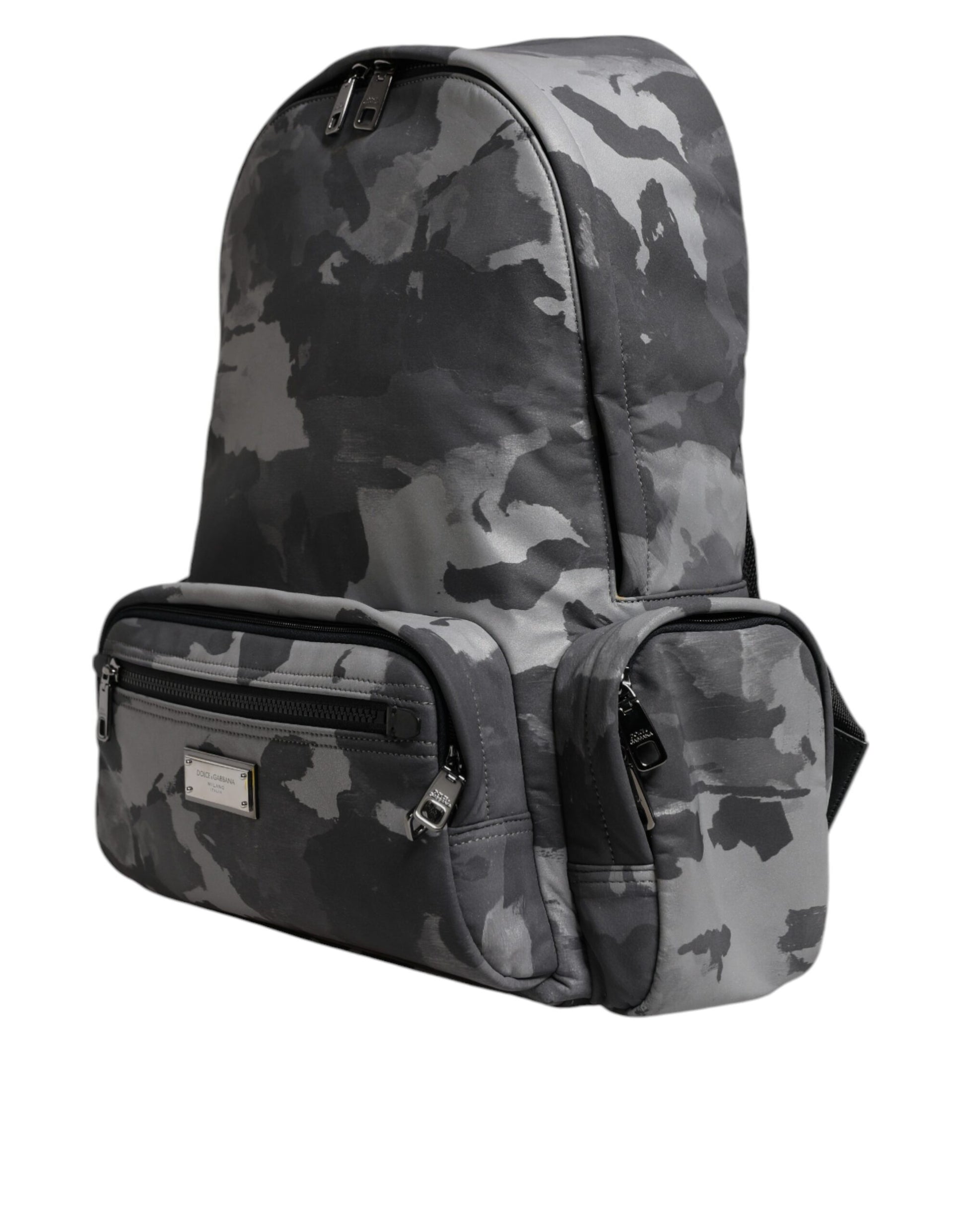 Dolce & Gabbana Gray Cotton Camouflage Logo Plaque Backpack Bag - ACCEXO