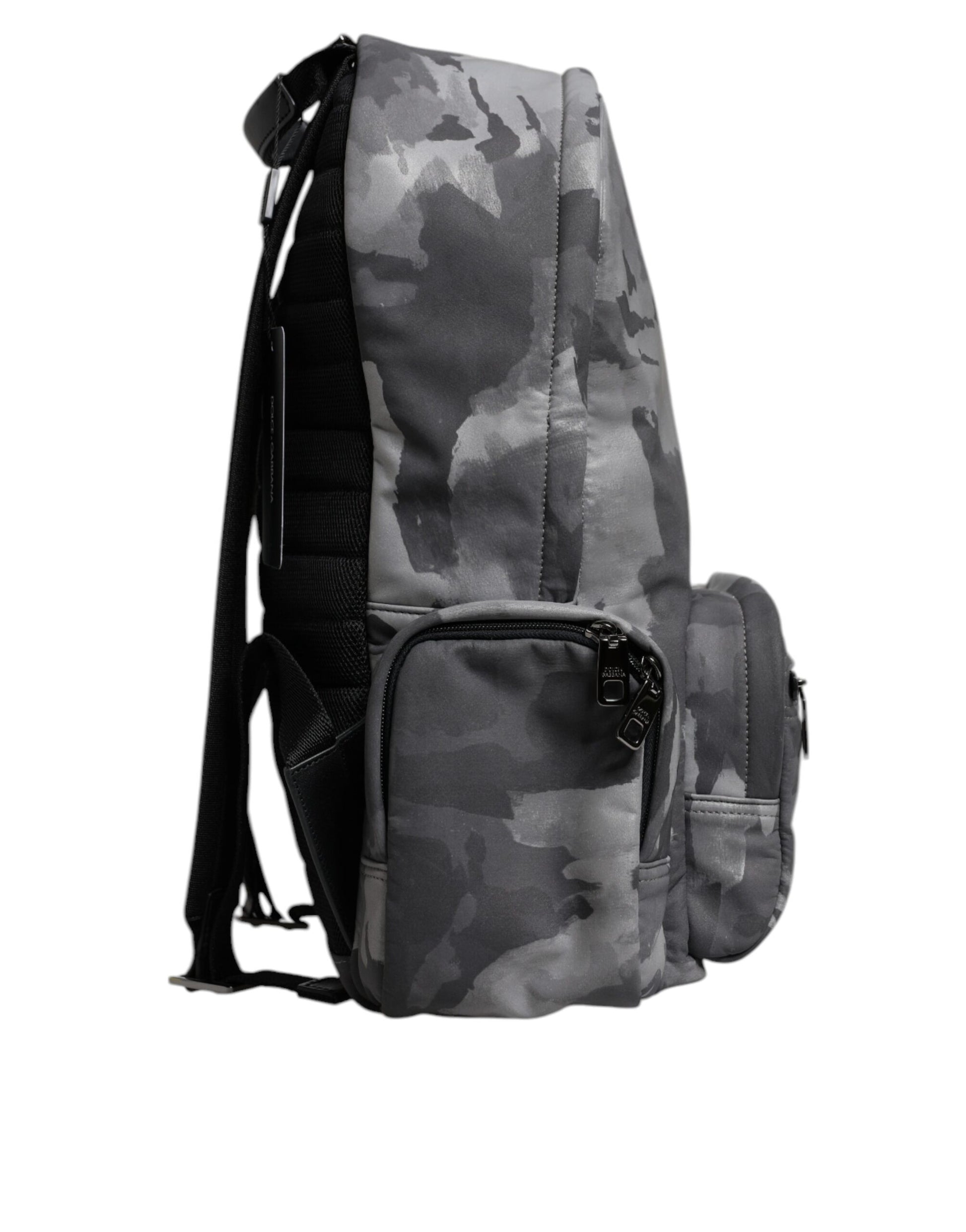 Dolce & Gabbana Gray Cotton Camouflage Logo Plaque Backpack Bag - ACCEXO