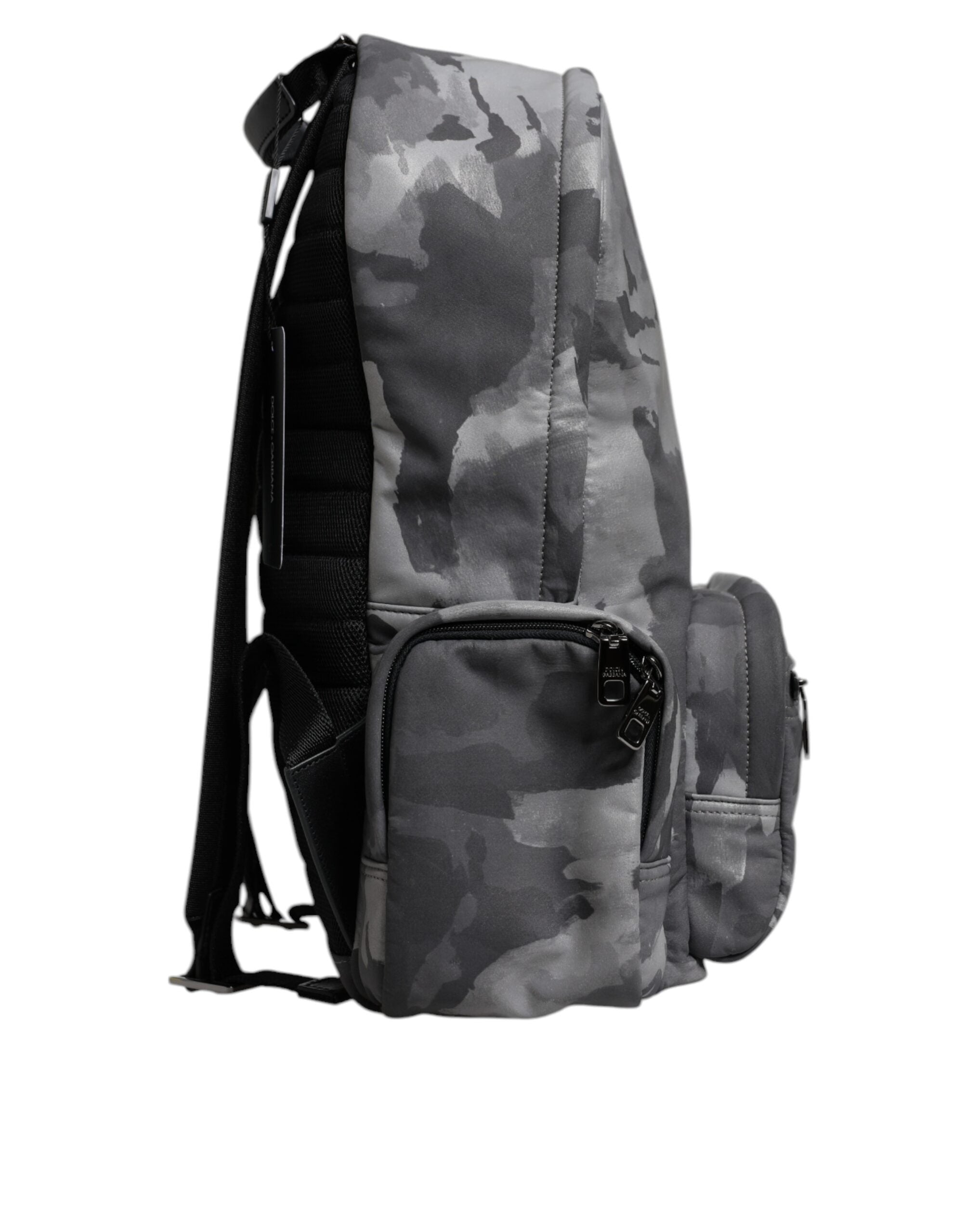 Dolce & Gabbana Gray Cotton Camouflage Logo Plaque Backpack Bag - ACCEXO