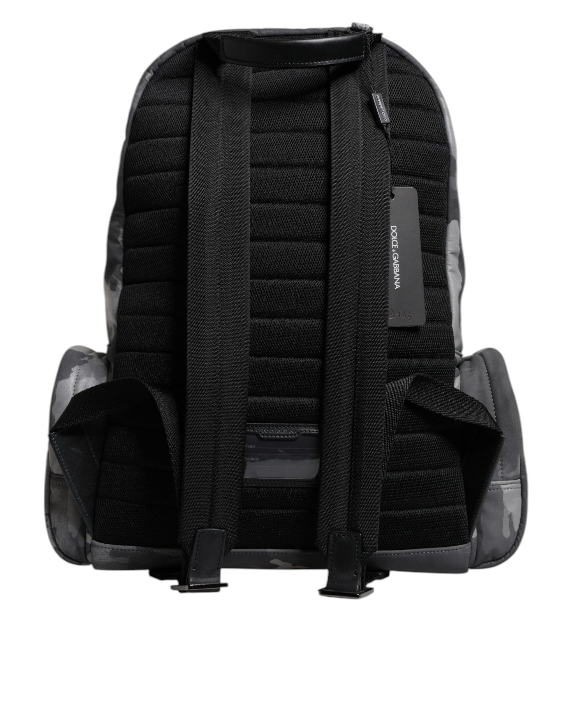 Dolce & Gabbana Gray Cotton Camouflage Logo Plaque Backpack Bag - ACCEXO