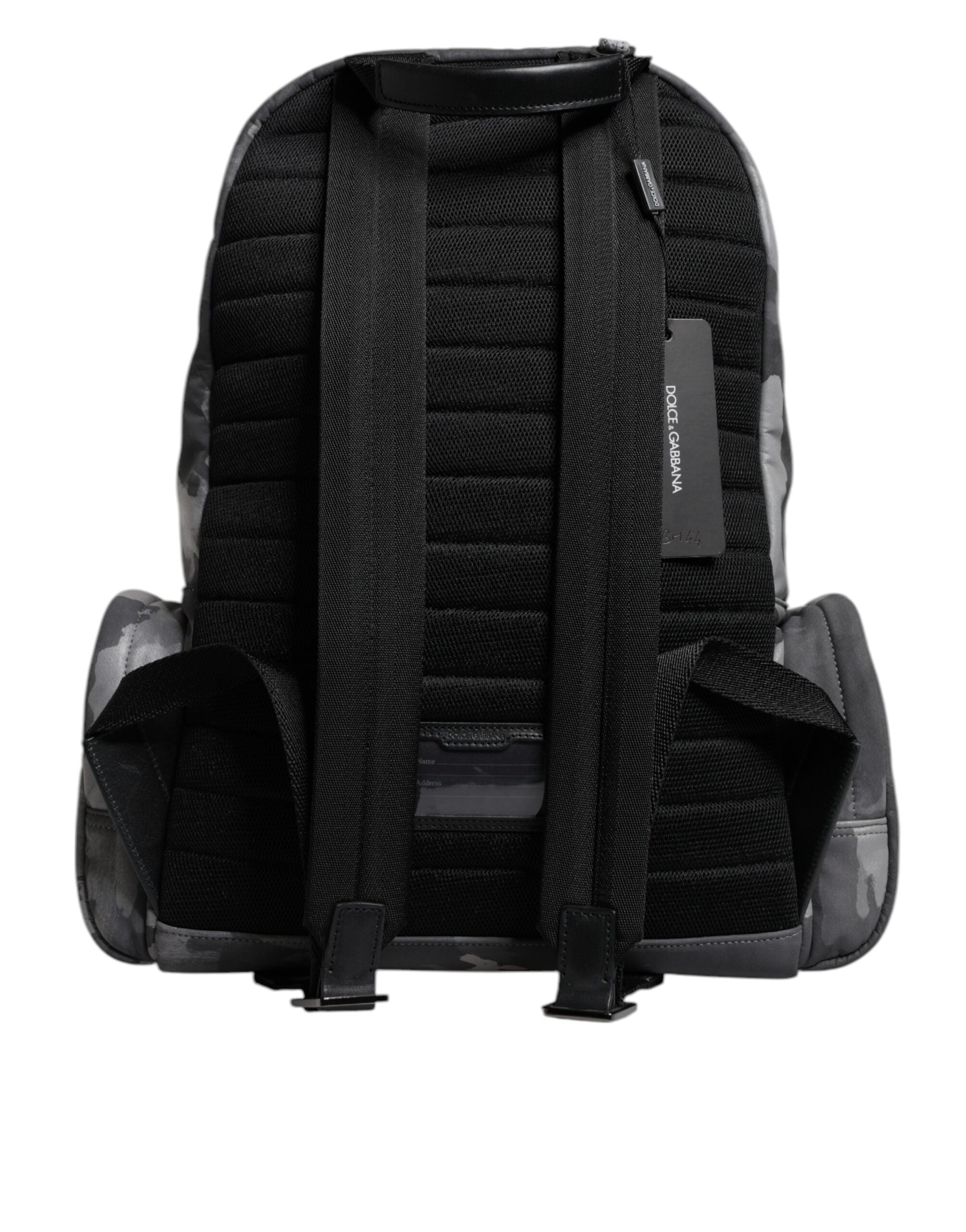 Dolce & Gabbana Gray Cotton Camouflage Logo Plaque Backpack Bag - ACCEXO