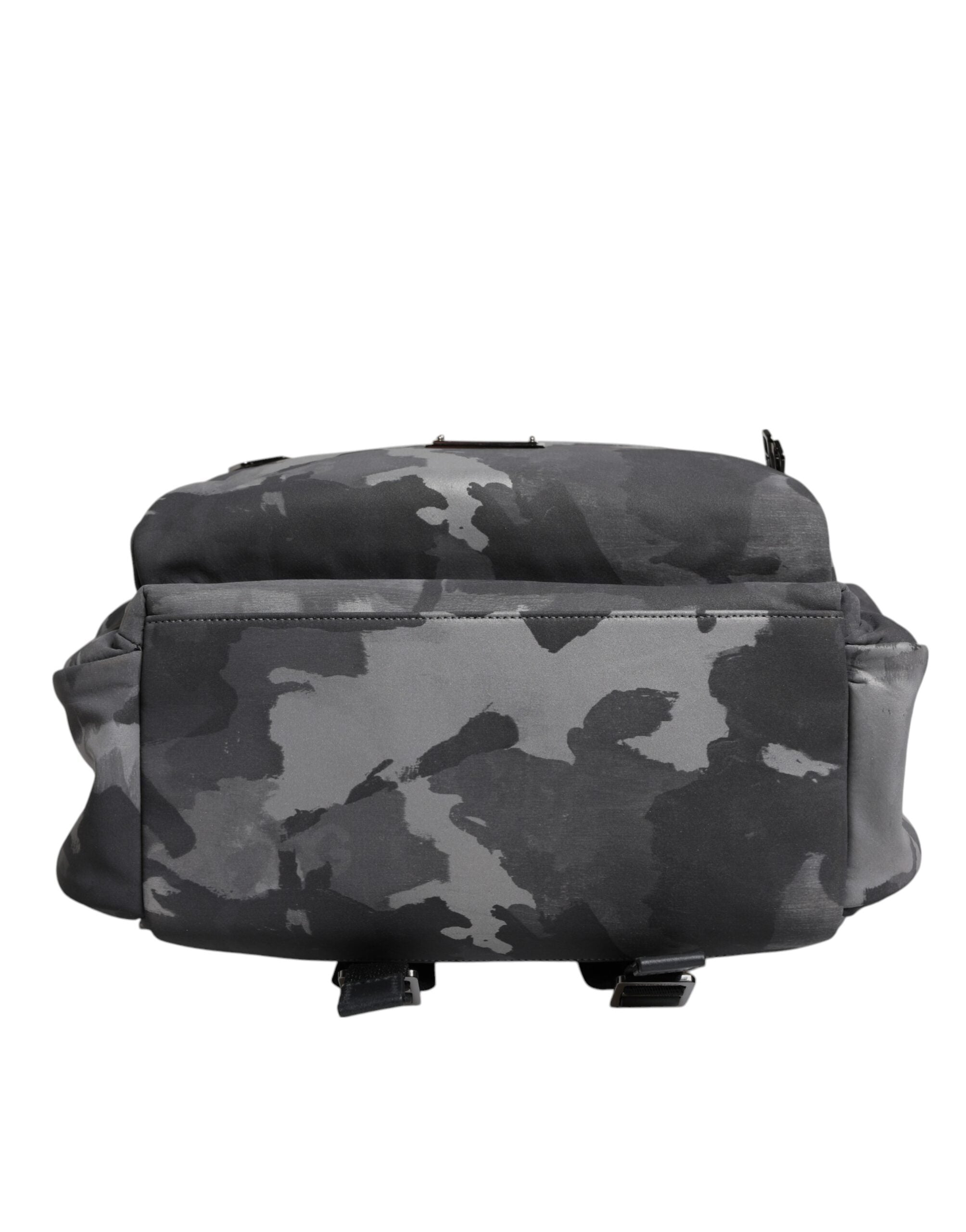 Dolce & Gabbana Gray Cotton Camouflage Logo Plaque Backpack Bag - ACCEXO