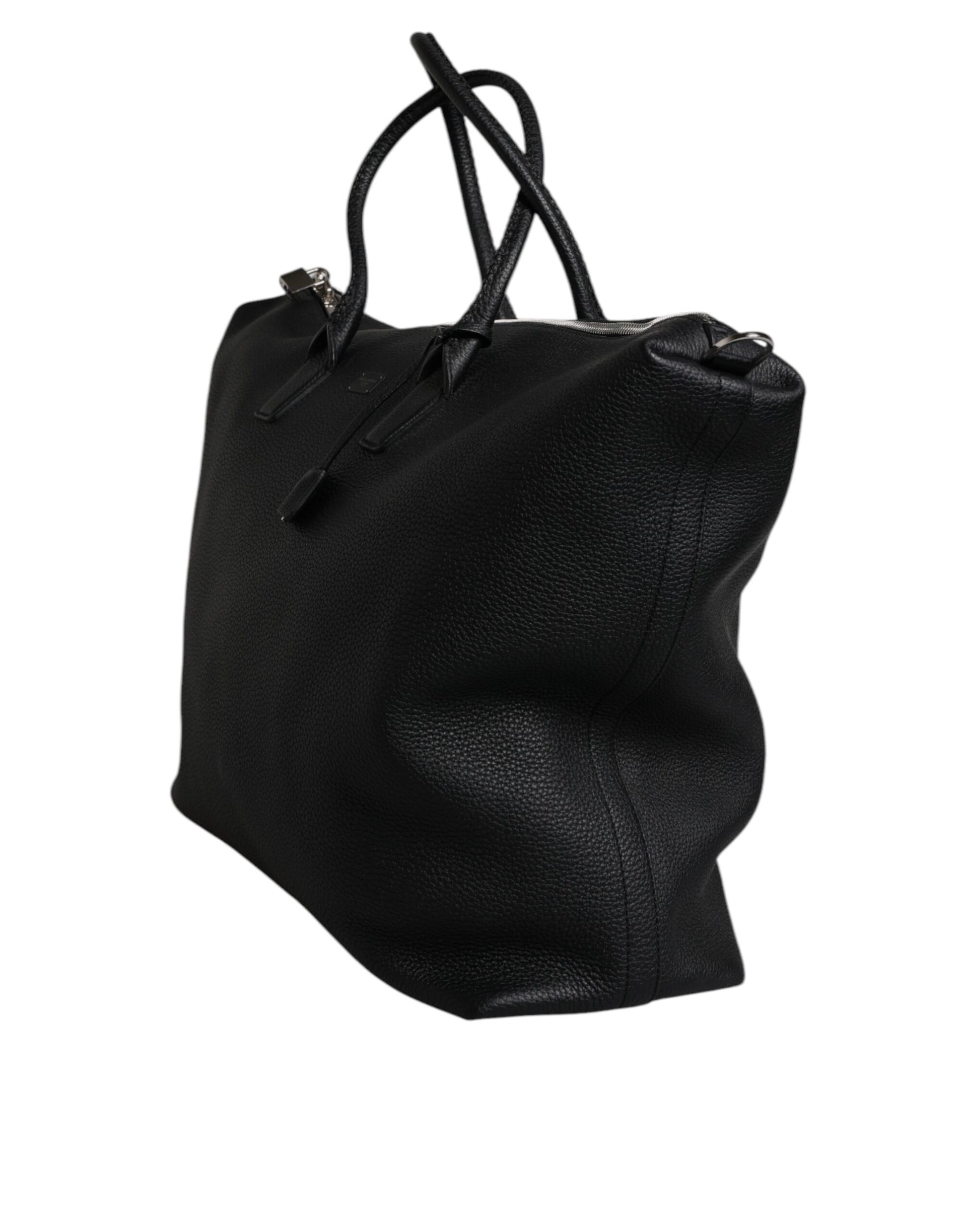 Dolce & Gabbana Black Calfskin Leather Hand Shoulder Duffle Bag - ACCEXO