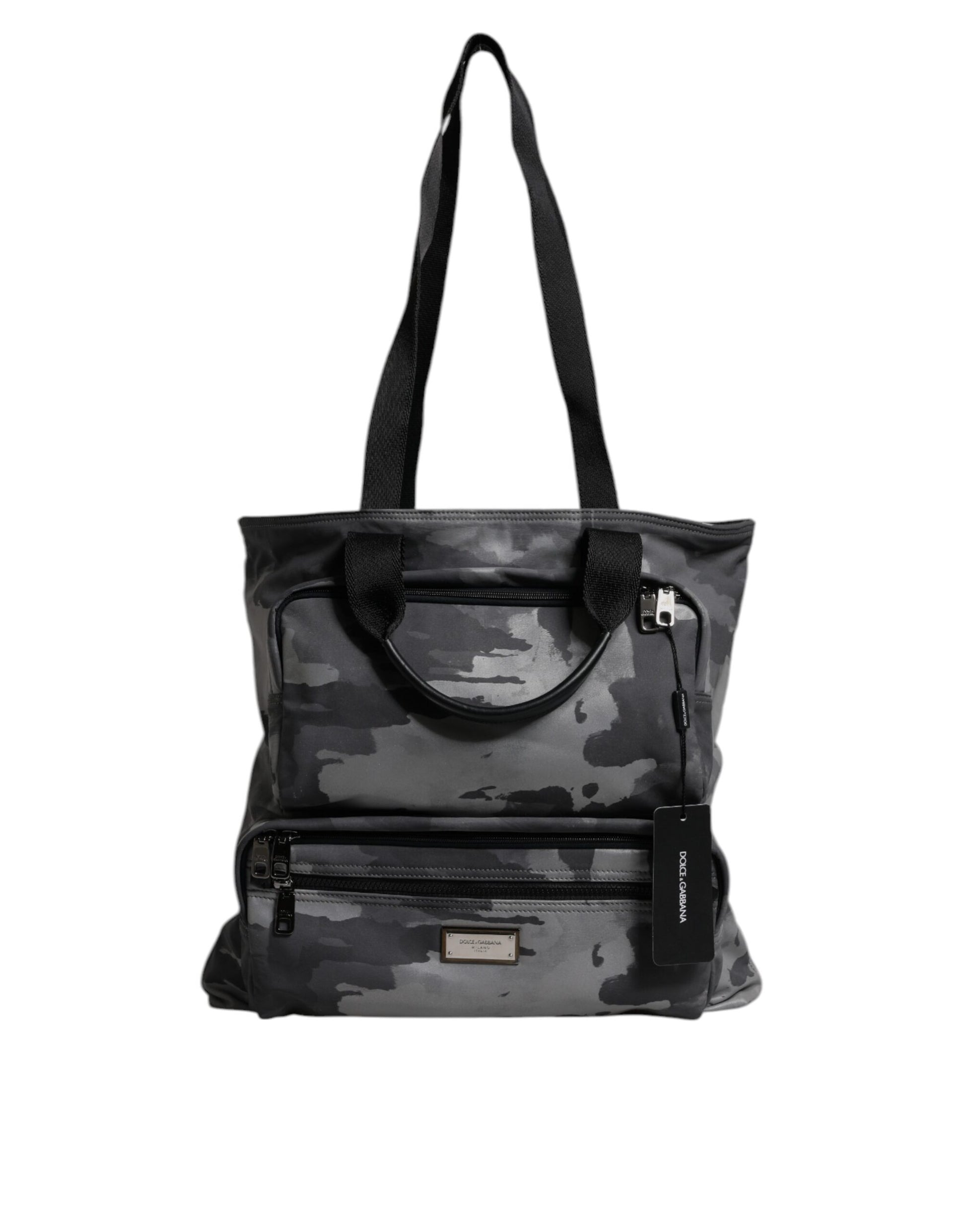 Dolce & Gabbana Black Camouflage Shoulder Strap Logo Plaque Bag - ACCEXO