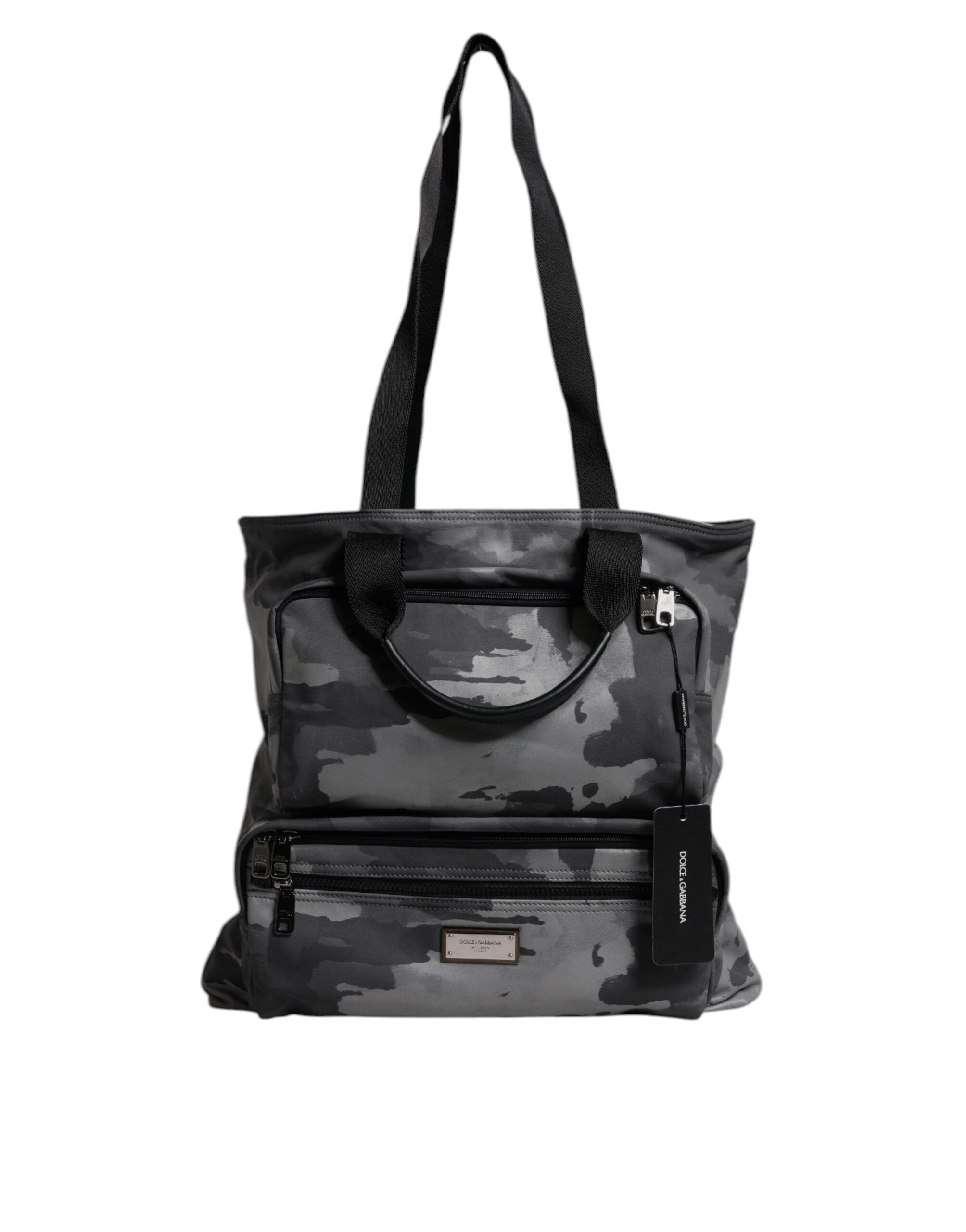 Dolce & Gabbana Black Camouflage Shoulder Strap Logo Plaque Bag - ACCEXO