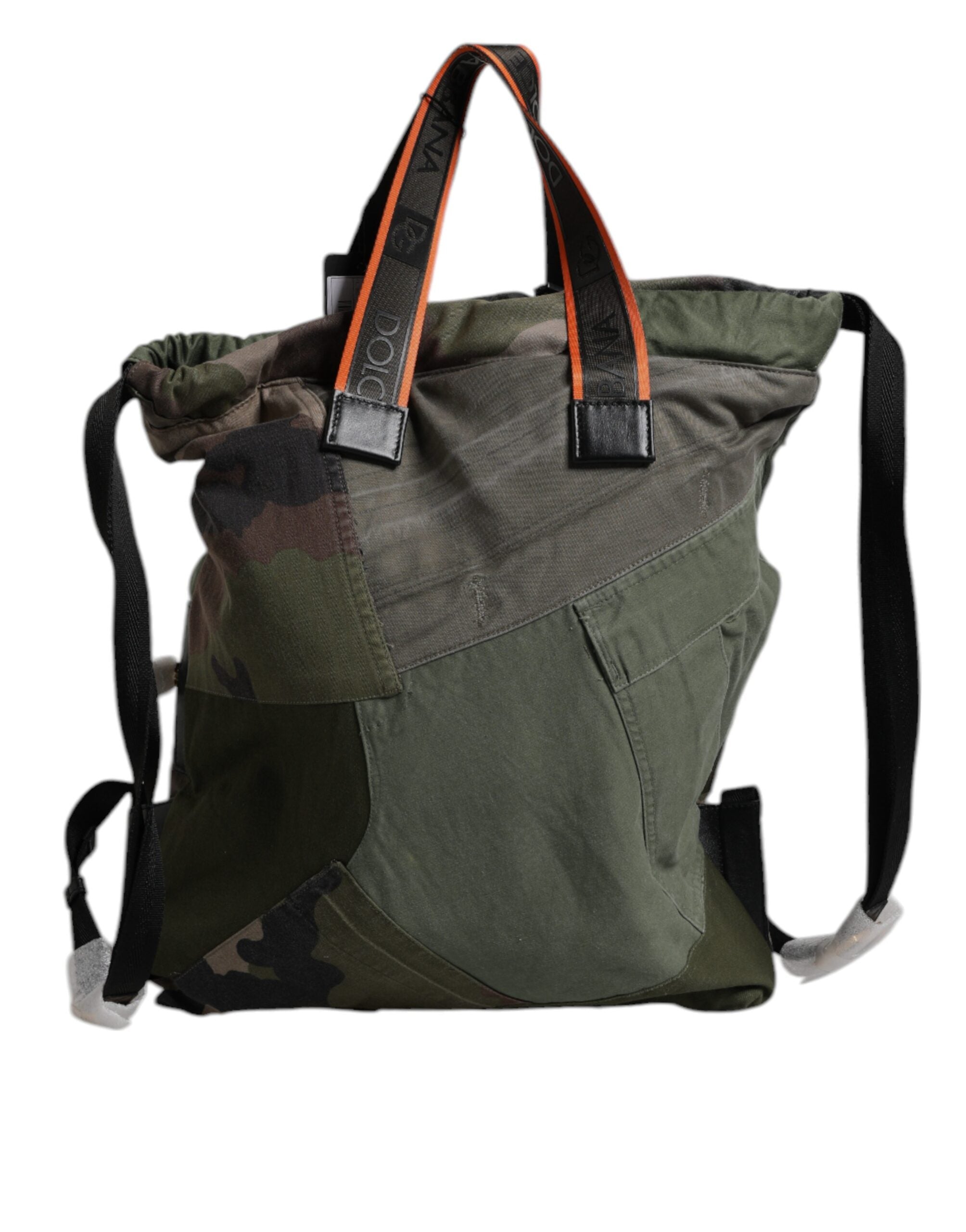 Dolce & Gabbana Military Green Patchwork Rucksack Backpack Bag