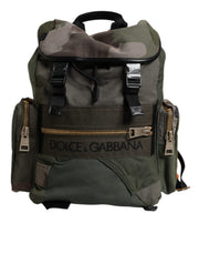 Dolce & Gabbana Military Green Patchwork Travel Backpack Bag for Men