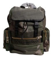 Dolce & Gabbana Military Green Patchwork School Backpack Bag for Men