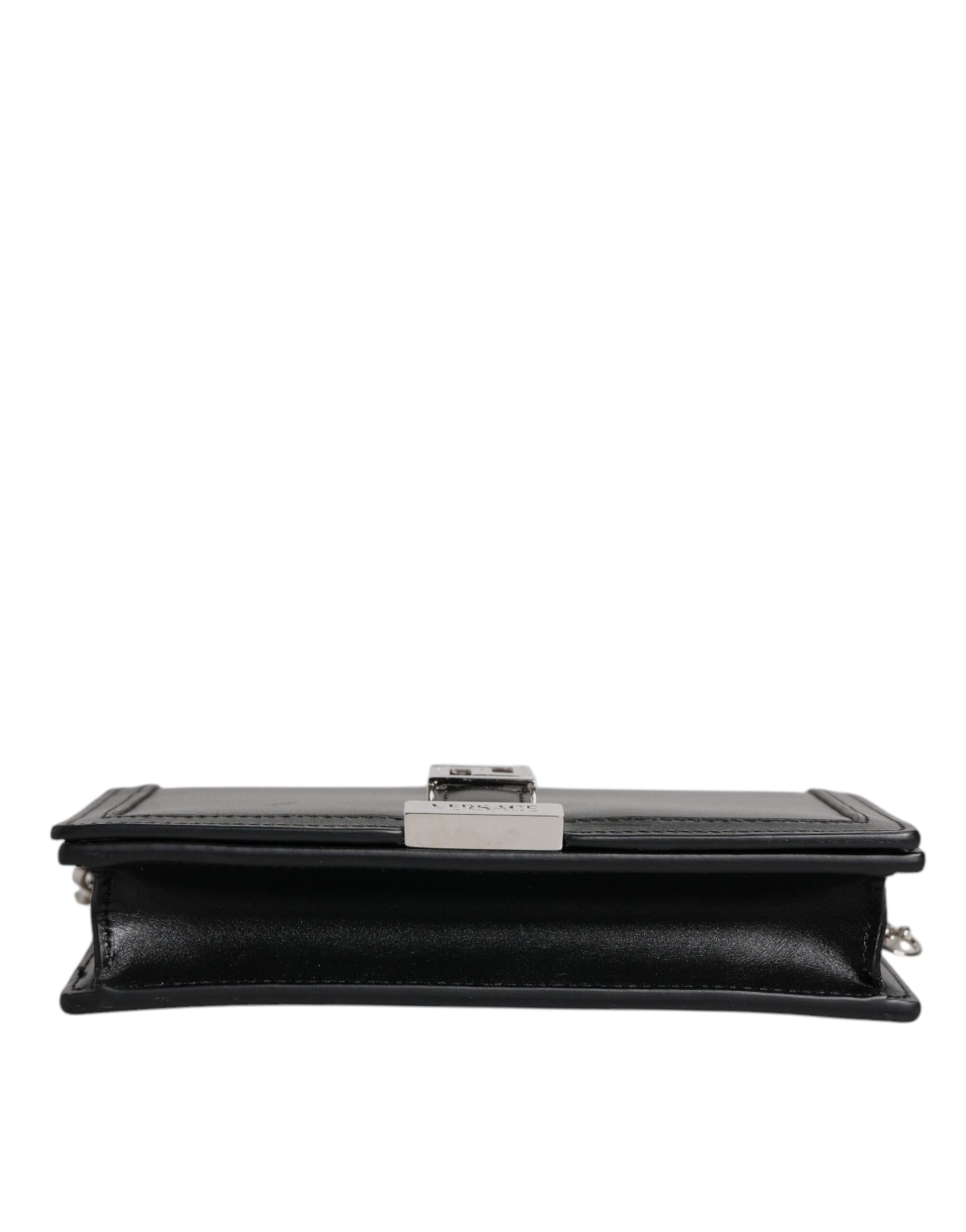 Versace Black Calfskin Leather Chain Strap Shoulder Crossbody Bag - ACCEXO