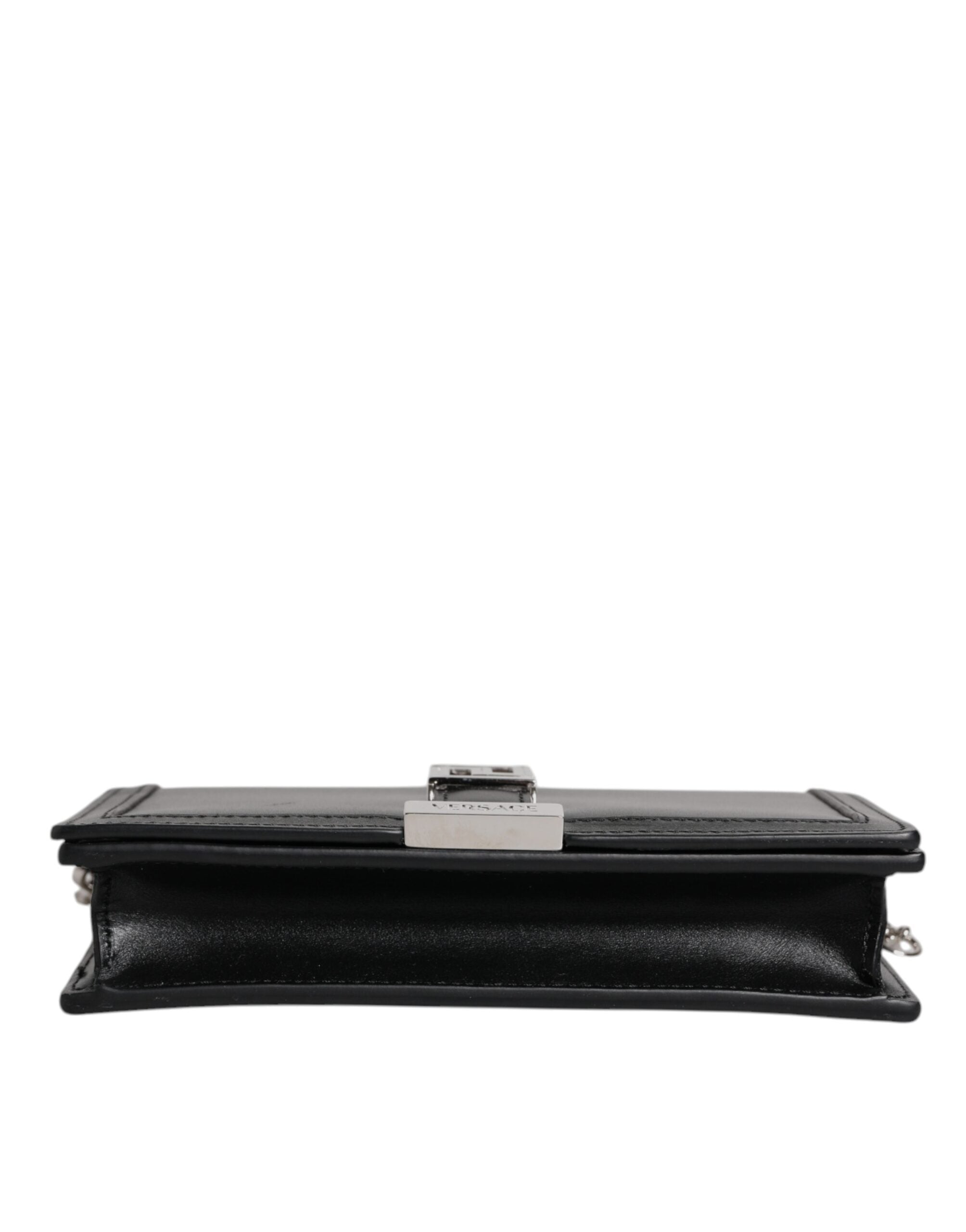 Versace Black Calfskin Leather Chain Strap Shoulder Crossbody Bag - ACCEXO