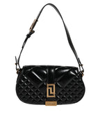 Versace Black Calf Leather Quilted Shoulder Strap Bag - ACCEXO