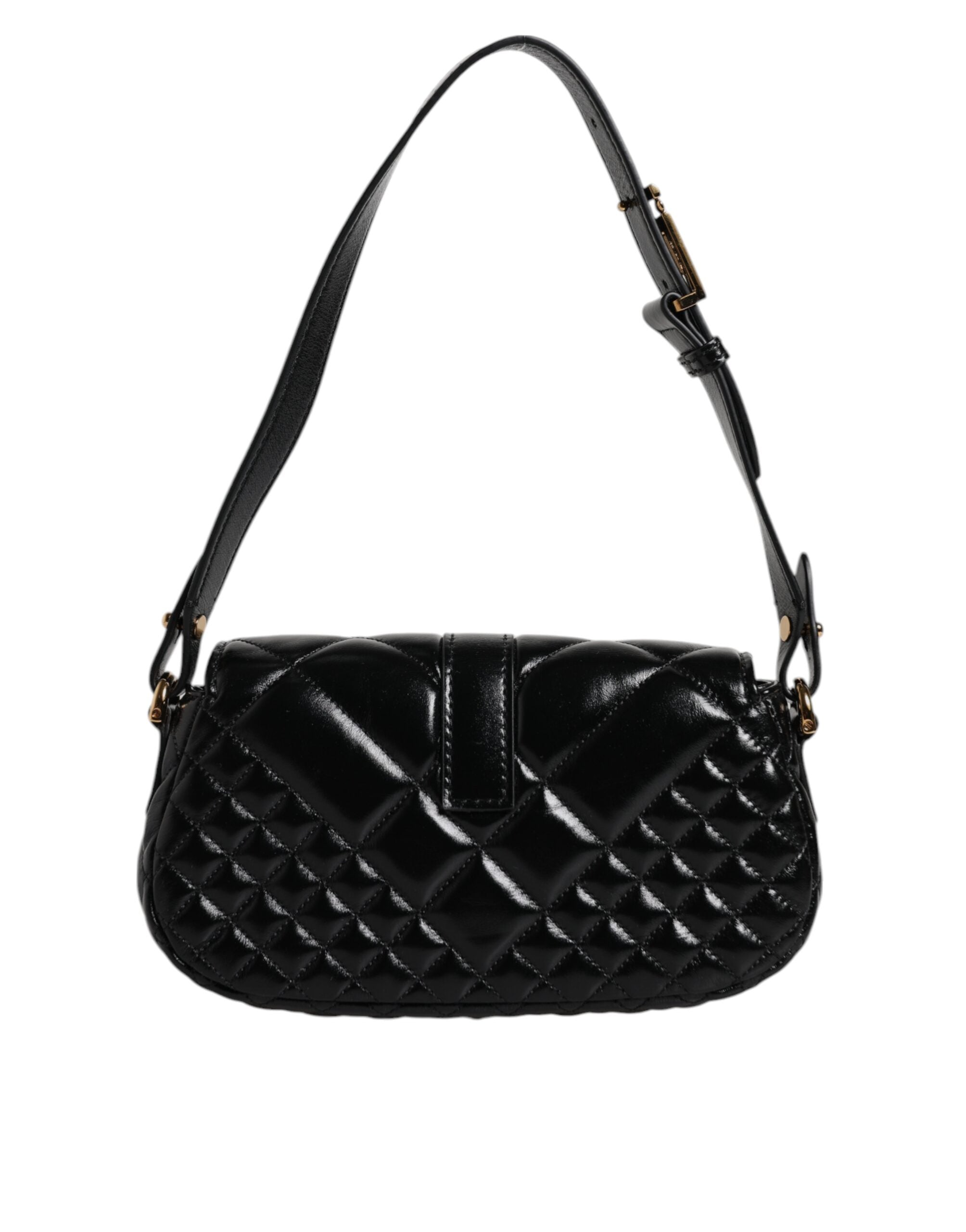 Versace Black Calf Leather Quilted Shoulder Strap Bag - ACCEXO