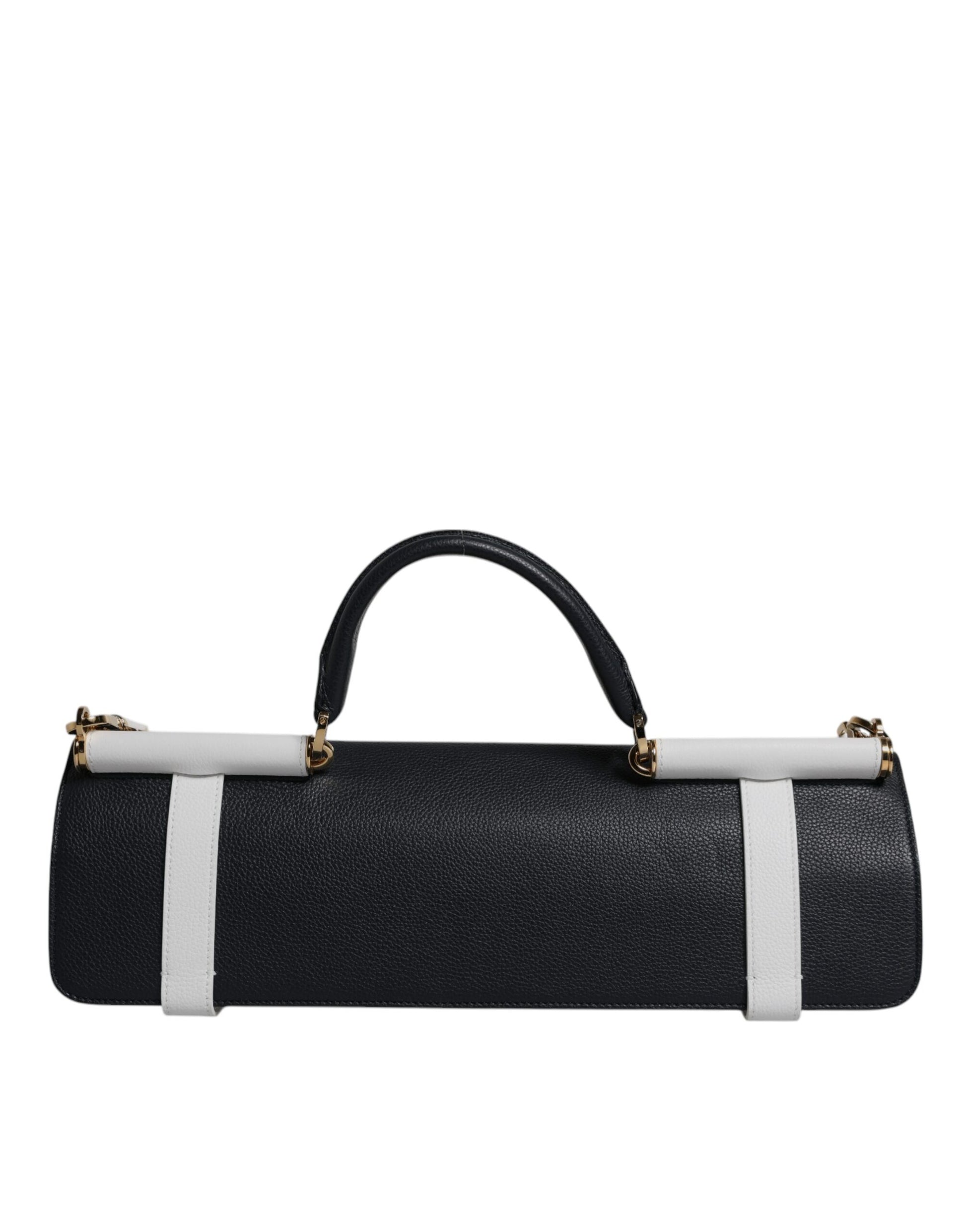 Dolce & Gabbana Blue White Calfskin Leather Crossbody Shoulder Bag - ACCEXO