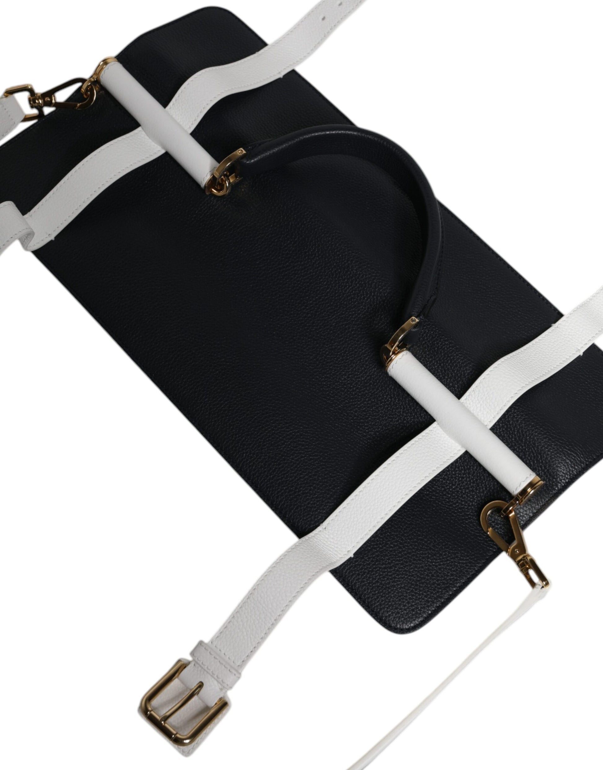 Dolce & Gabbana Blue White Calfskin Leather Crossbody Shoulder Bag - ACCEXO