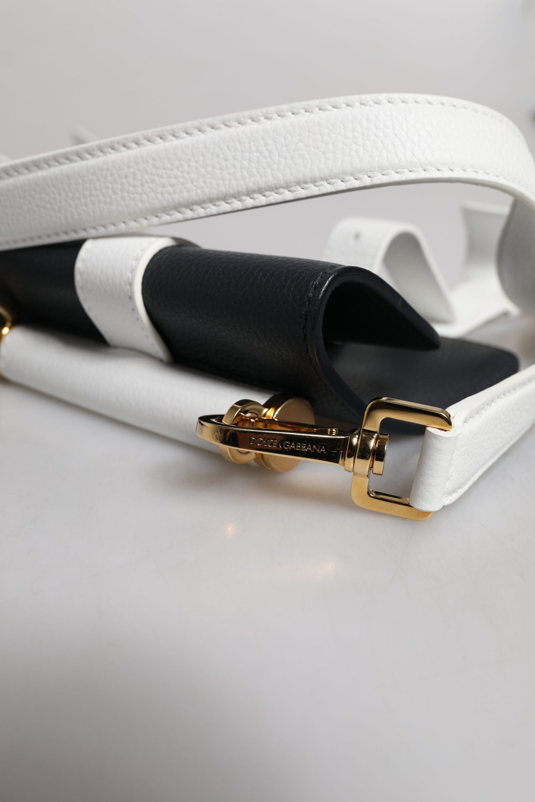 Dolce & Gabbana Blue White Calfskin Leather Crossbody Shoulder Bag - ACCEXO