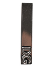 Dolce & Gabbana Silver Tone Brass Logo Branded Tie Clip Bar for Men
