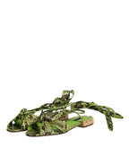 Dolce & Gabbana Green Animal Print Ankle Wrap Sandals Shoes - ACCEXO