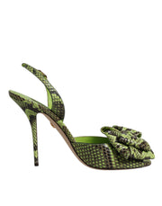 Dolce & Gabbana Green Python Leather Heels Sandals Shoes - ACCEXO