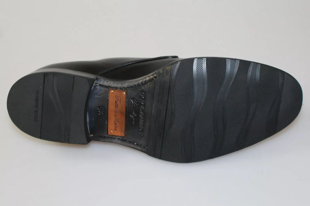 Dolce & Gabbana Elegant Black Leather Derby Dress Shoes - ACCEXO