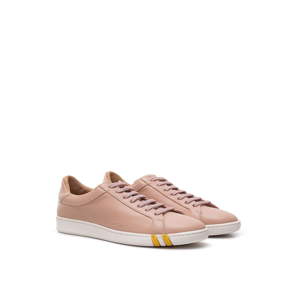 Bally Pink Fabric And Leather Low Top Sneakers
