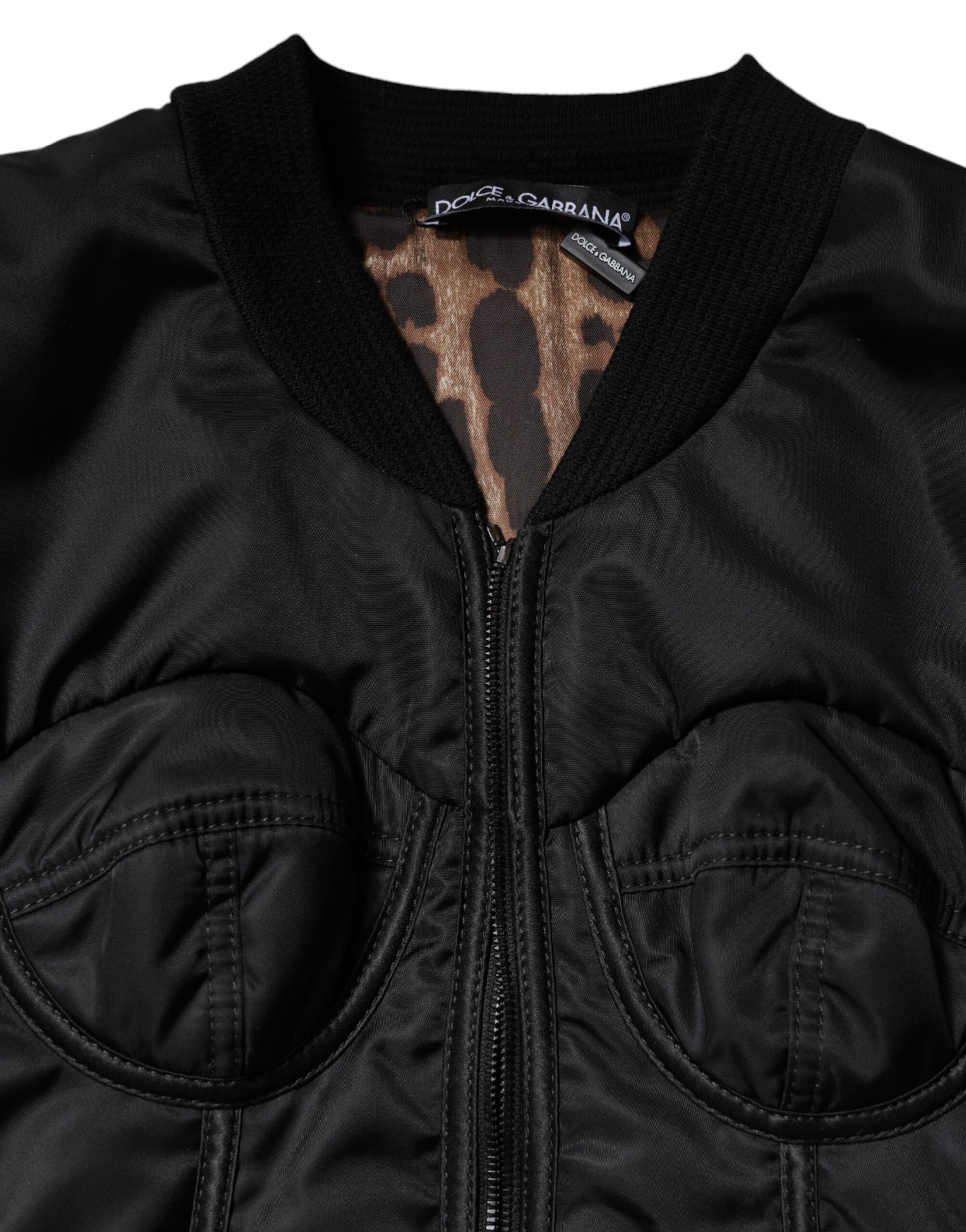 Dolce & Gabbana Black Nylon Full Zip Bustier Corset Jacket - ACCEXO