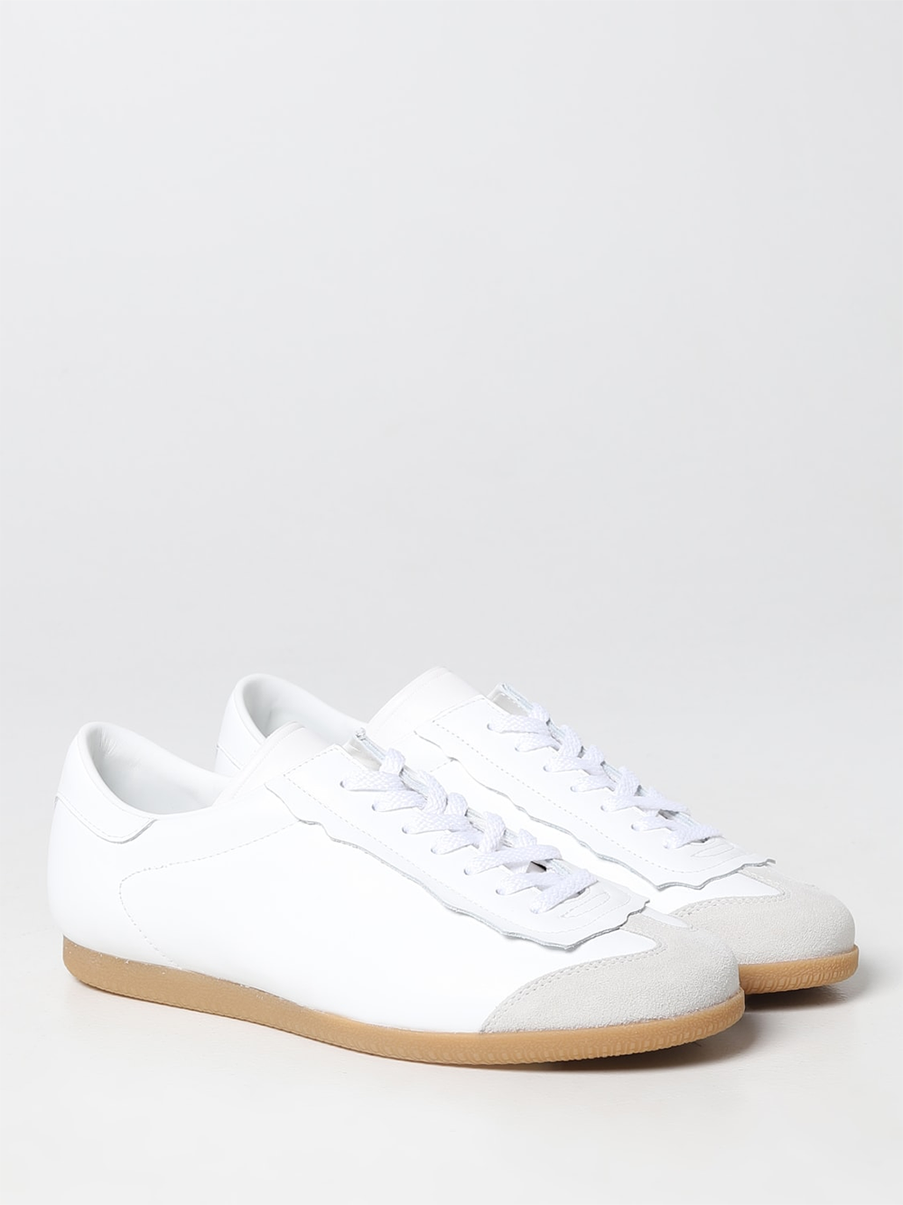 Maison Margiela Low Featherlight Leather And Suede Sneakers - ACCEXO