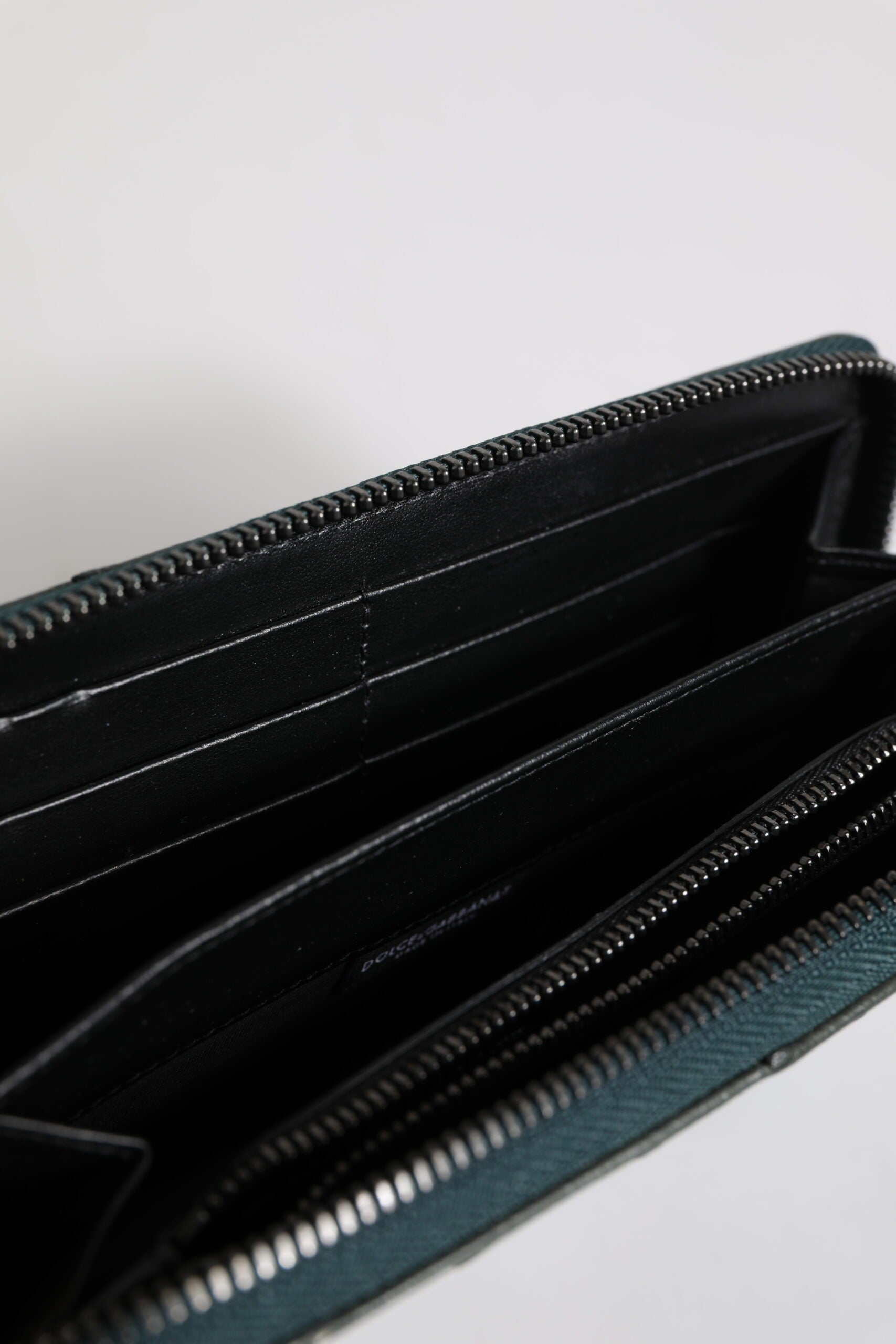 Dolce & Gabbana Green Ostrich Logo Plaque Zip Around Continental Wallet - ACCEXO