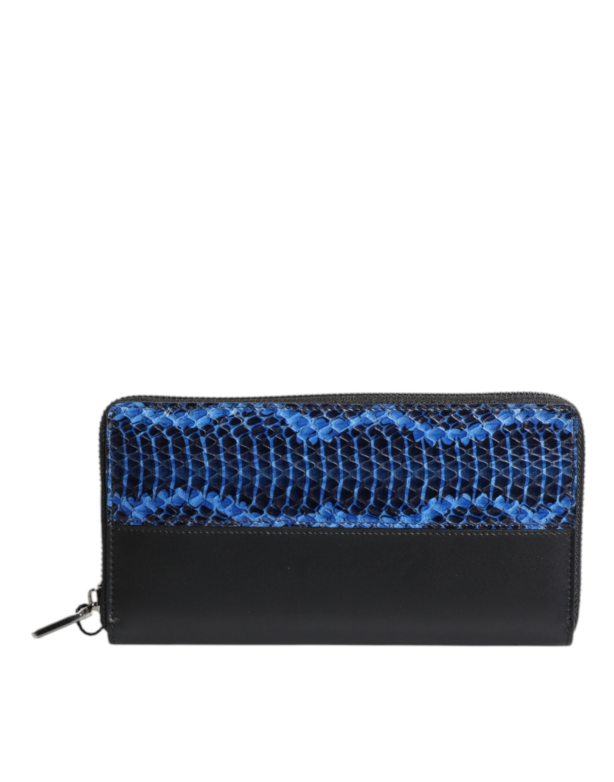 Dolce & Gabbana Black Blue Exotic Leather Embossed Continental Wallet - ACCEXO