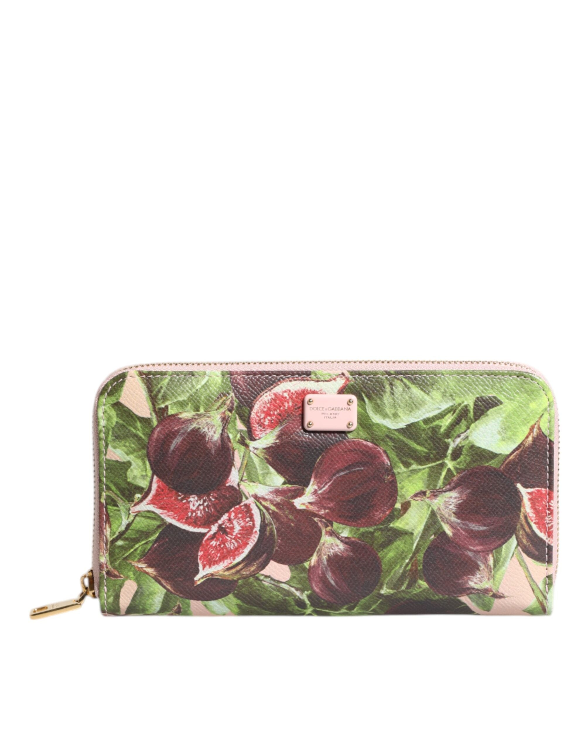 Dolce & Gabbana Multicolor Fig Fruit Dauphine Leather Zip Around Continental Wallet - ACCEXO