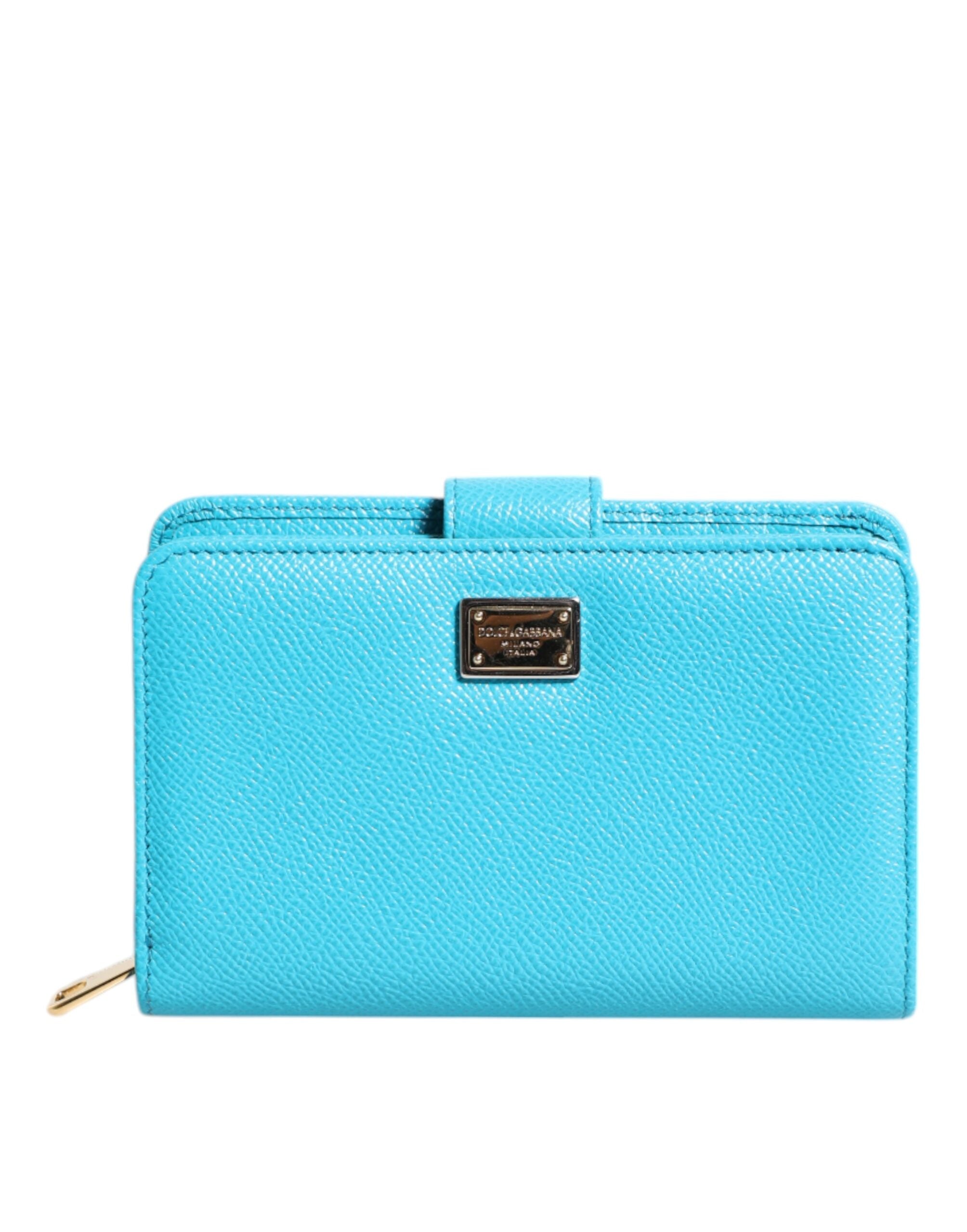 Dolce & Gabbana Light Blue Leather Bifold Continental Clutch Wallet for Women