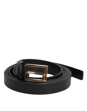 Dolce & Gabbana Black Calf Leather Gold Metal Buckle Belt - ACCEXO