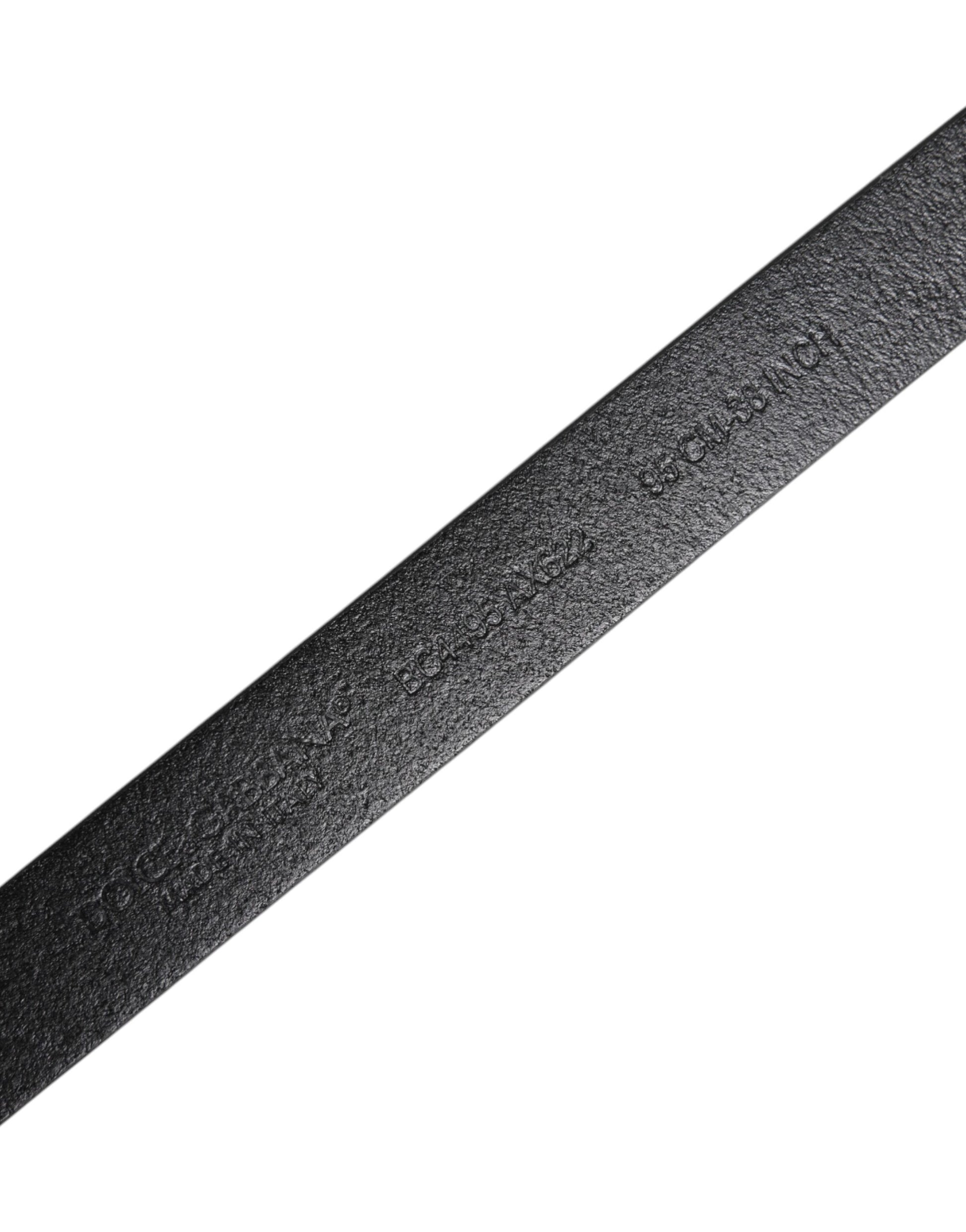 Dolce & Gabbana Black Calf Leather Gold Metal Buckle Belt - ACCEXO