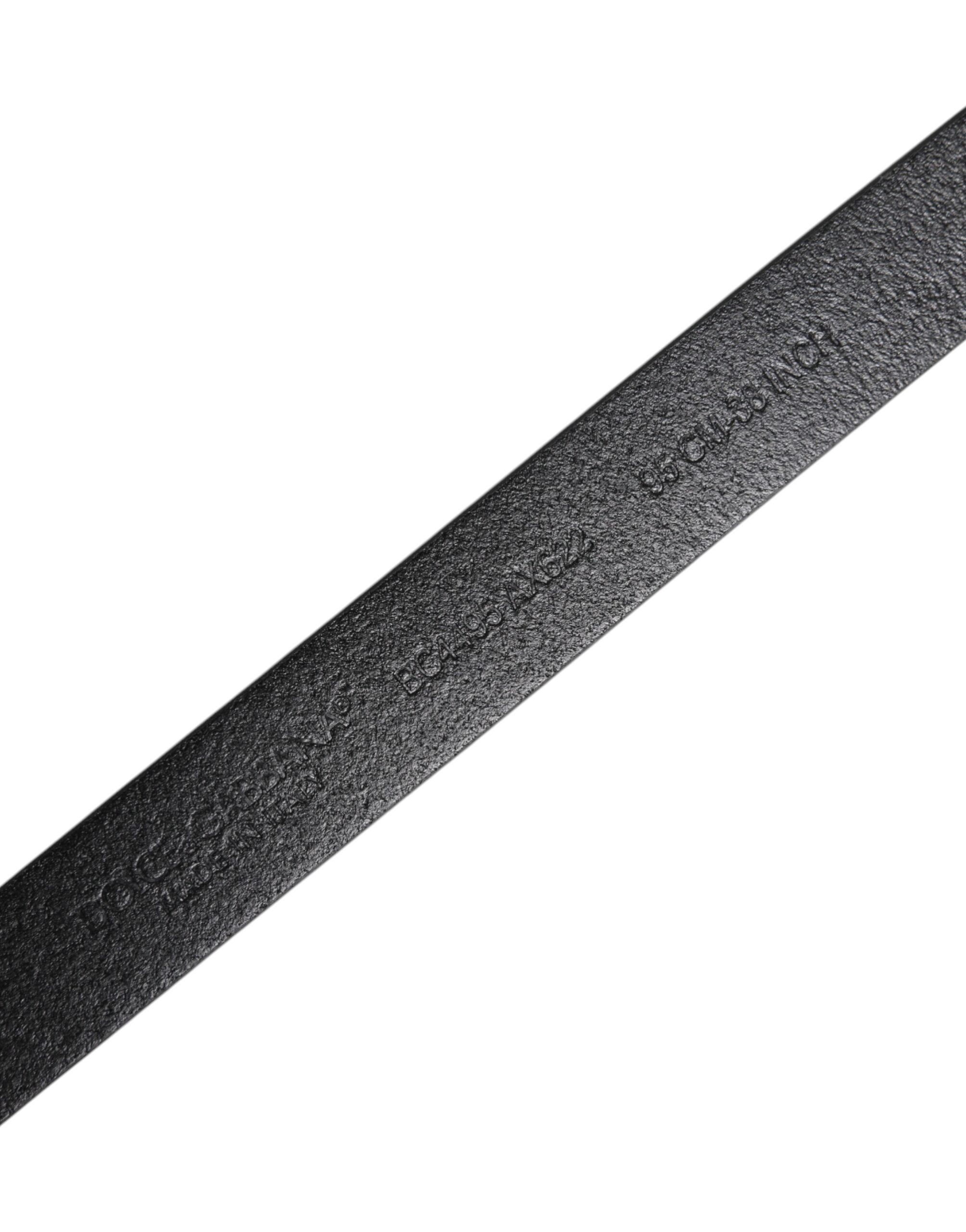 Dolce & Gabbana Black Calf Leather Gold Metal Buckle Belt - ACCEXO