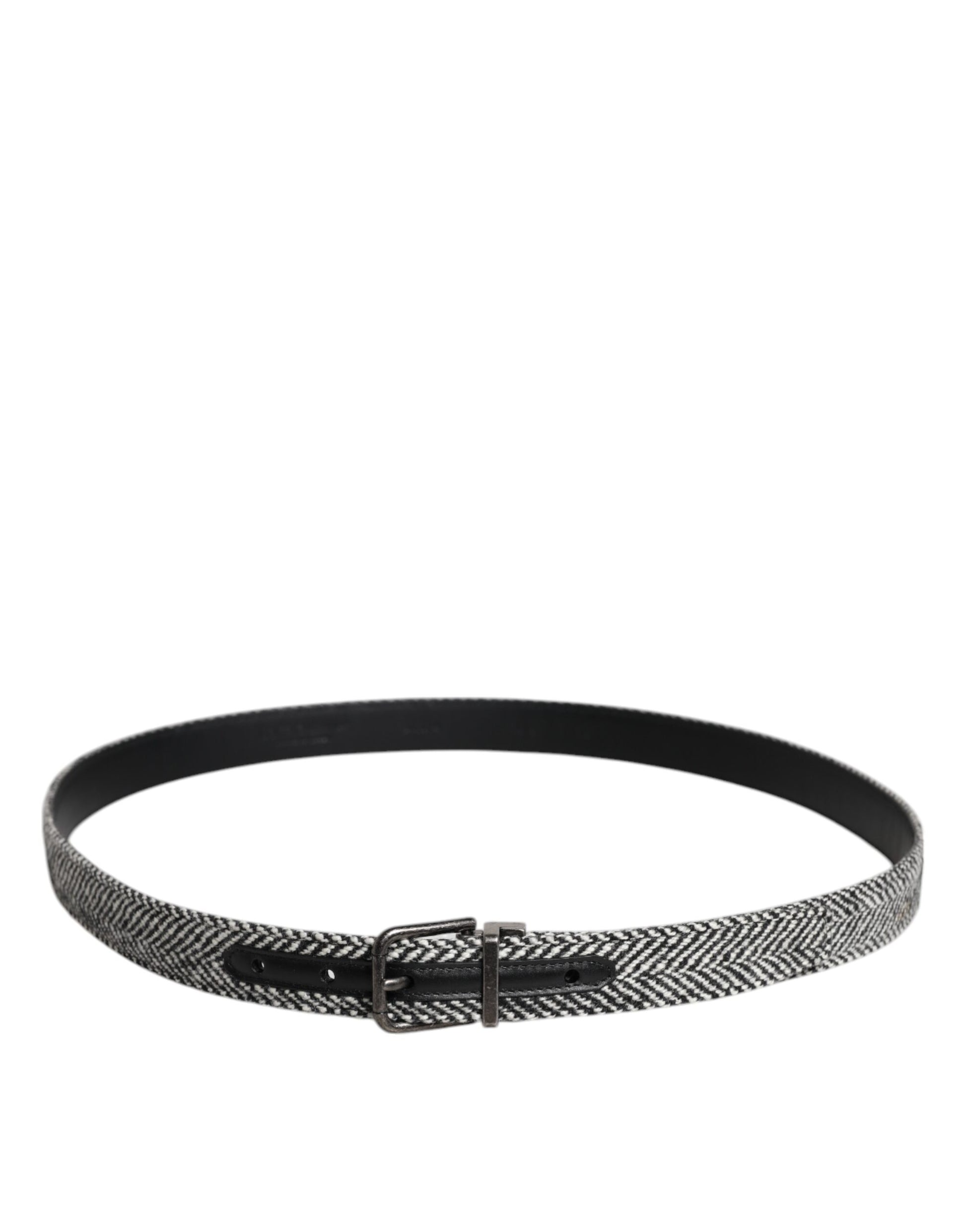 Dolce & Gabbana Black White Silver Tone Metal Buckle Belt - ACCEXO