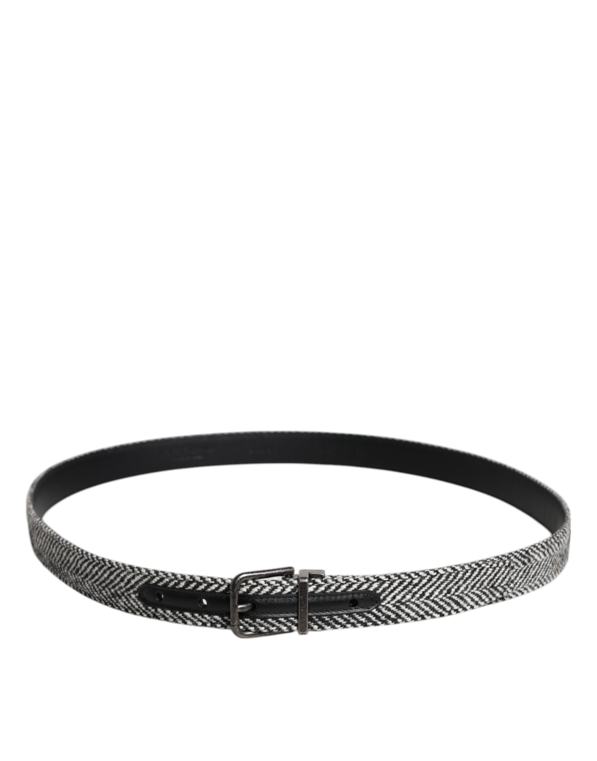 Dolce & Gabbana Black White Silver Tone Metal Buckle Belt - ACCEXO