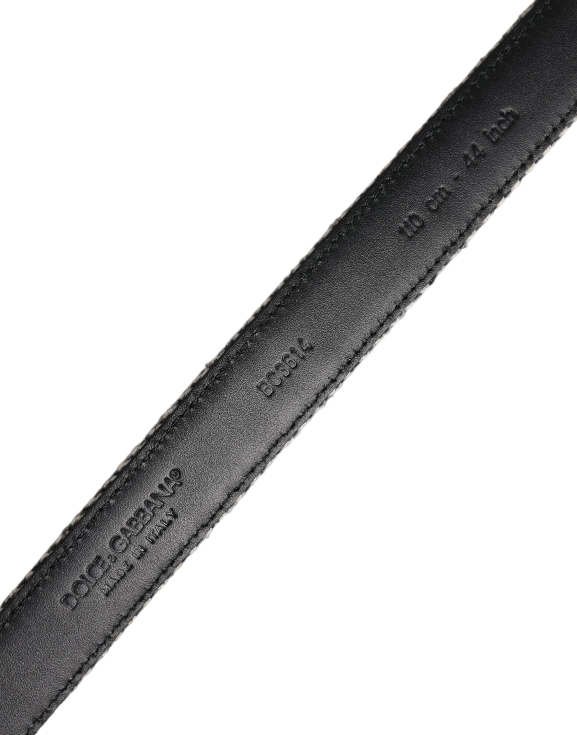 Dolce & Gabbana Black White Silver Tone Metal Buckle Belt - ACCEXO