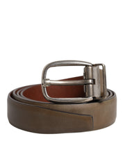 Dolce & Gabbana Brown Leather Classic Metal Logo Buckle Belt for Men