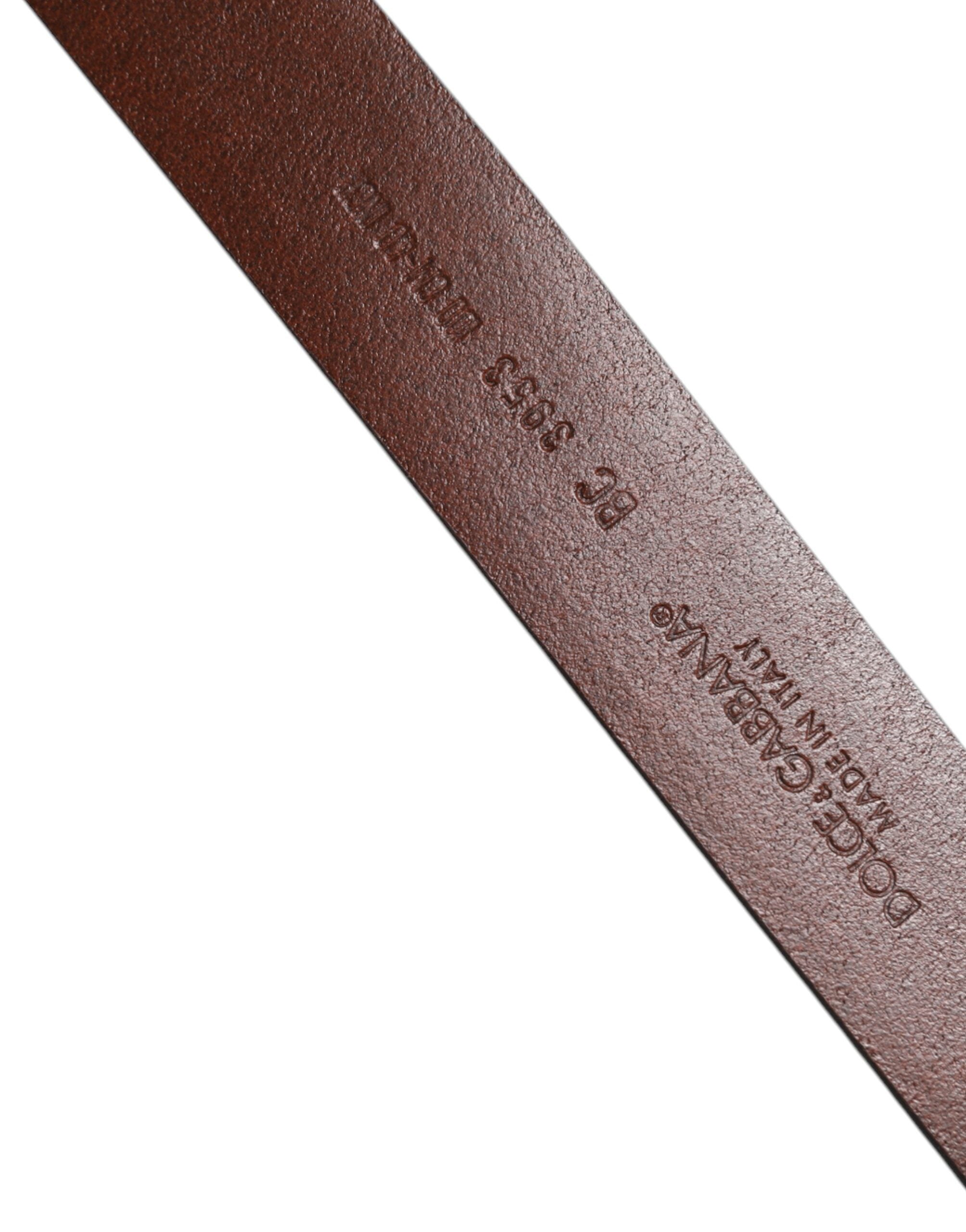 Dolce & Gabbana Brown Leather Classic Metal Logo Buckle Belt - ACCEXO